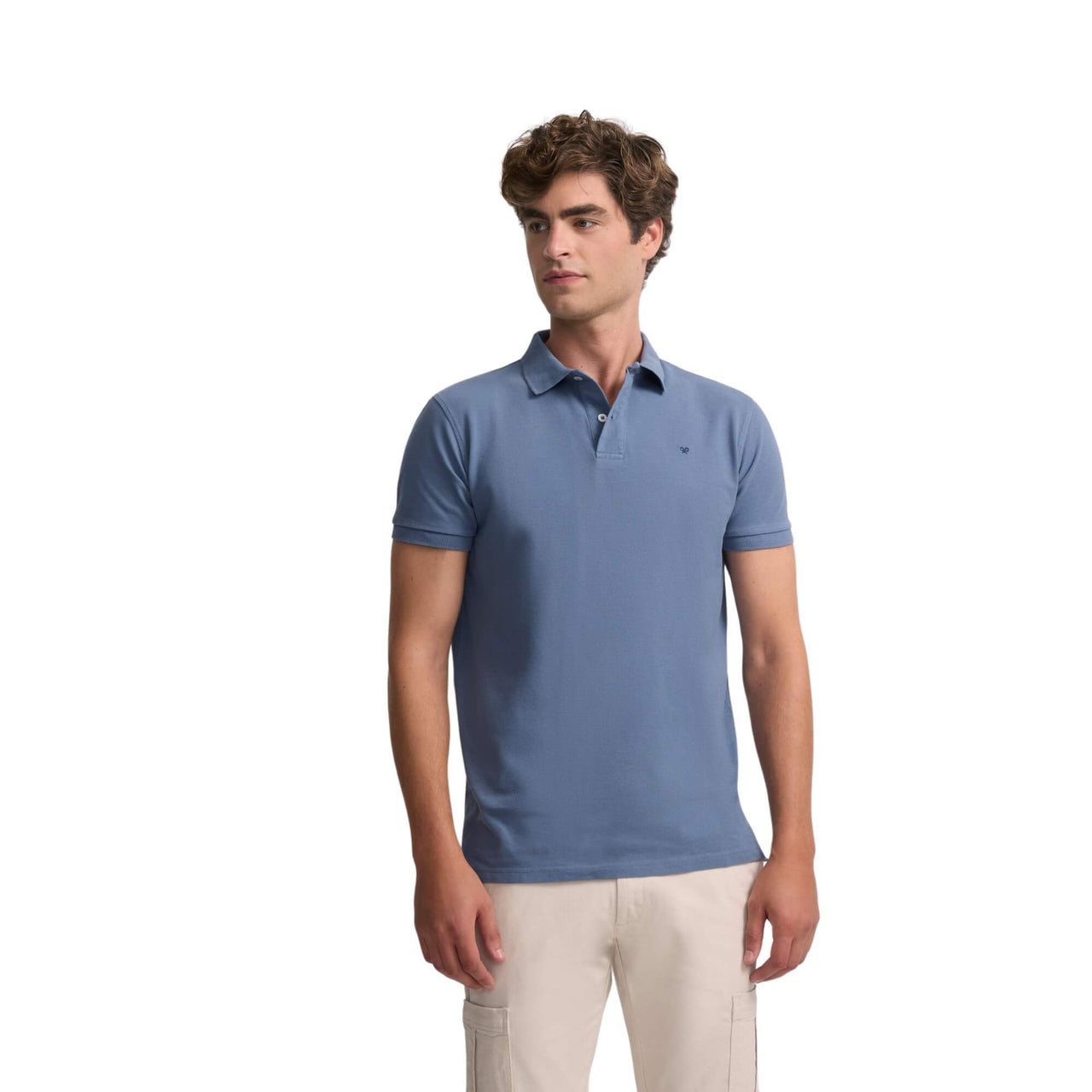 129686 Polos Silbon Hombre Clasico Liso Azul