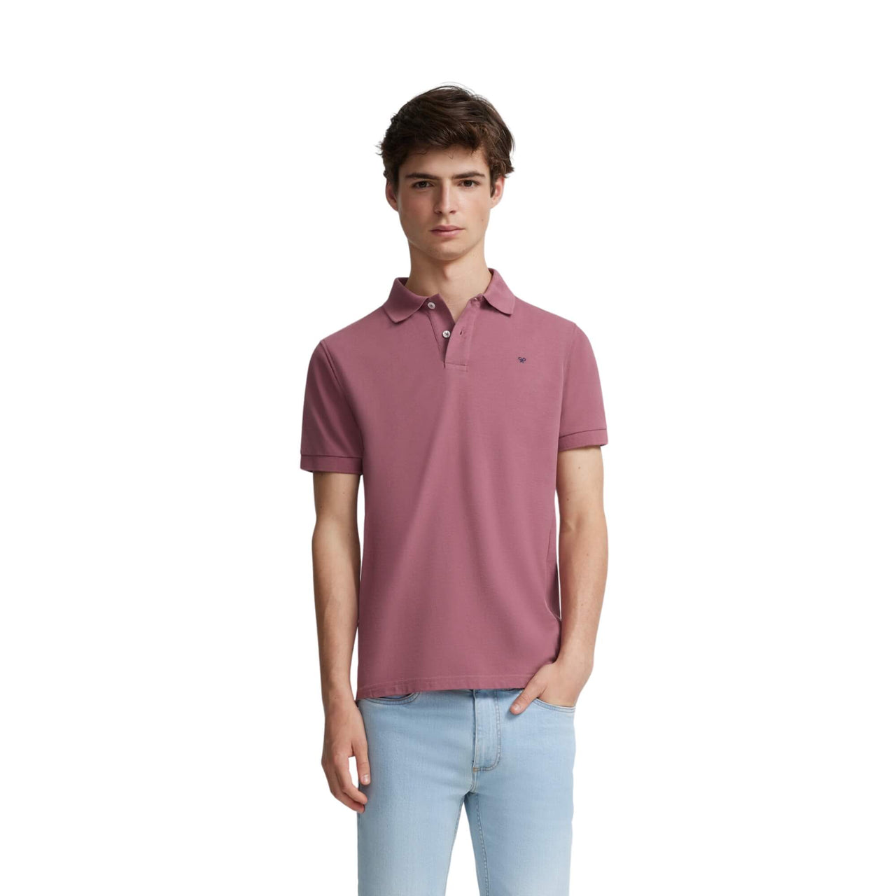 129689 Polos Silbon Hombre Clasico Liso Burdeos