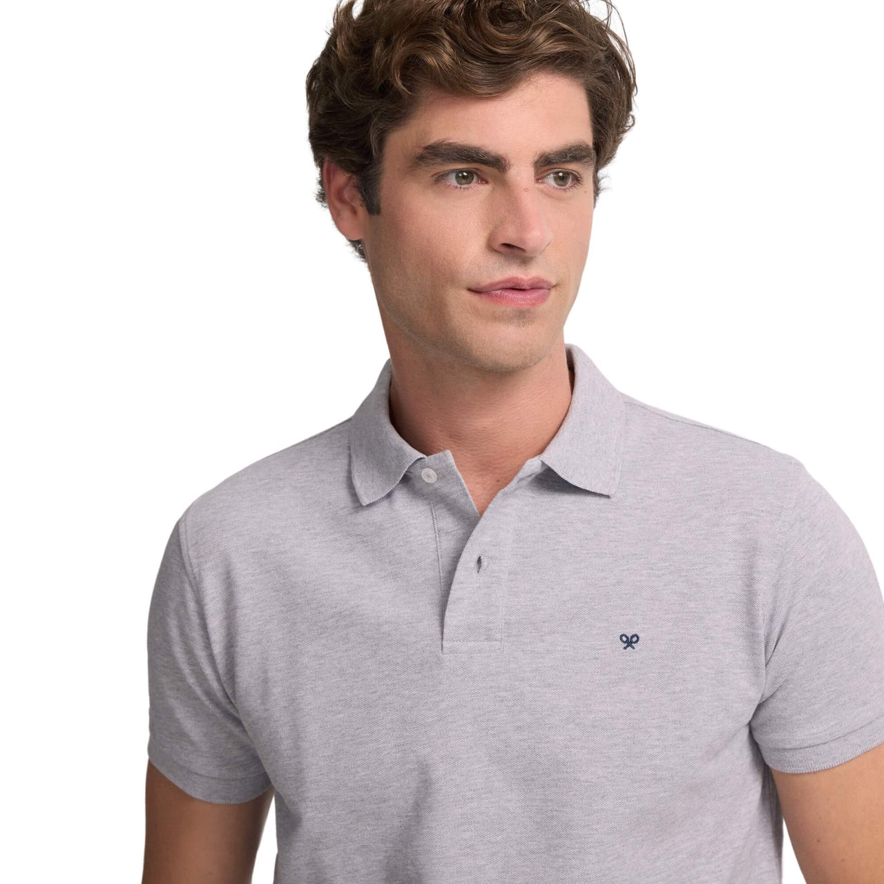 129690 Polos Silbon Hombre Clasico Liso Gris Claro