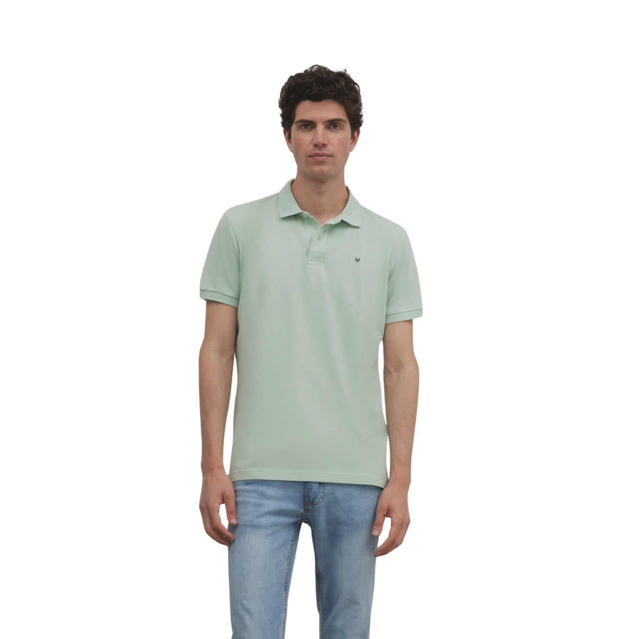 129687 Polos Silbon Hombre Clasico Liso Verde Claro