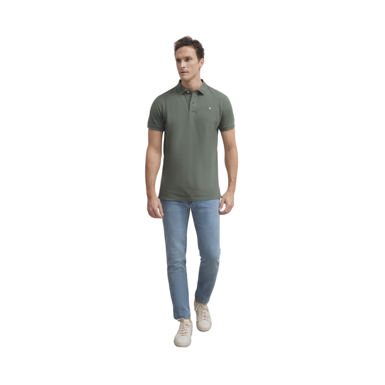 129688 Polos Silbon Hombre Clasico Liso Verde Oscuro