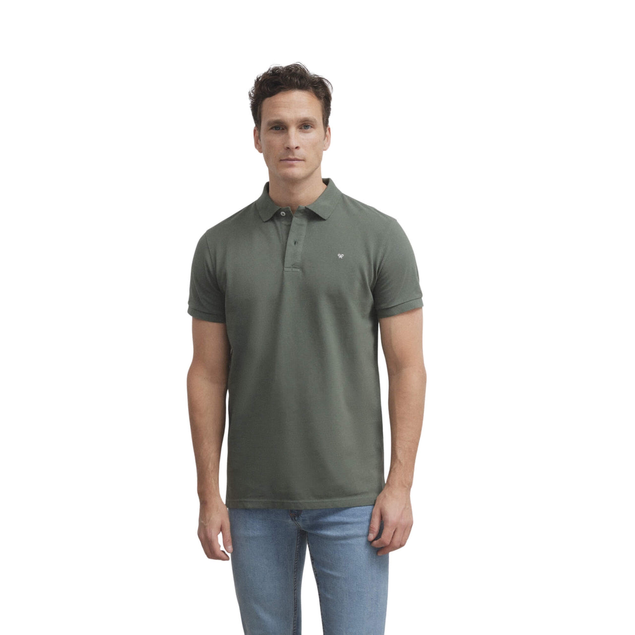 129688 Polos Silbon Hombre Clasico Liso Verde Oscuro