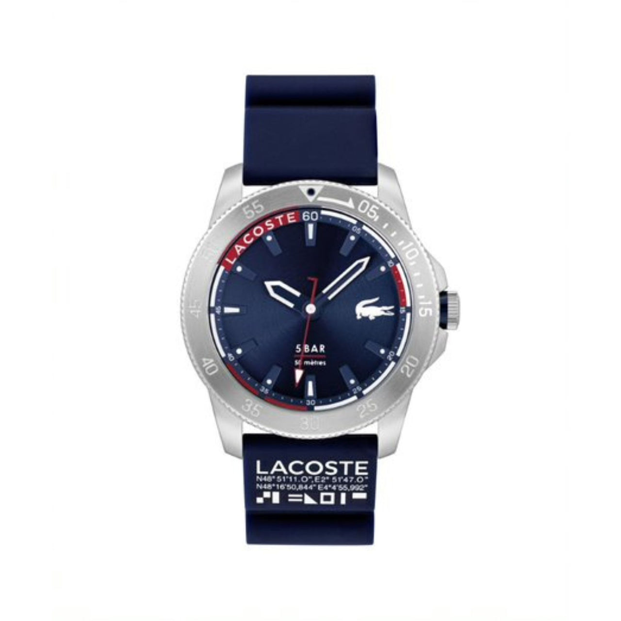 2011202 Relojes Lacoste Hombre Regatta 3 Ag Ac 46Mm Bis Ac Esf Az Osc & Co Sil Az Osc 5Atm