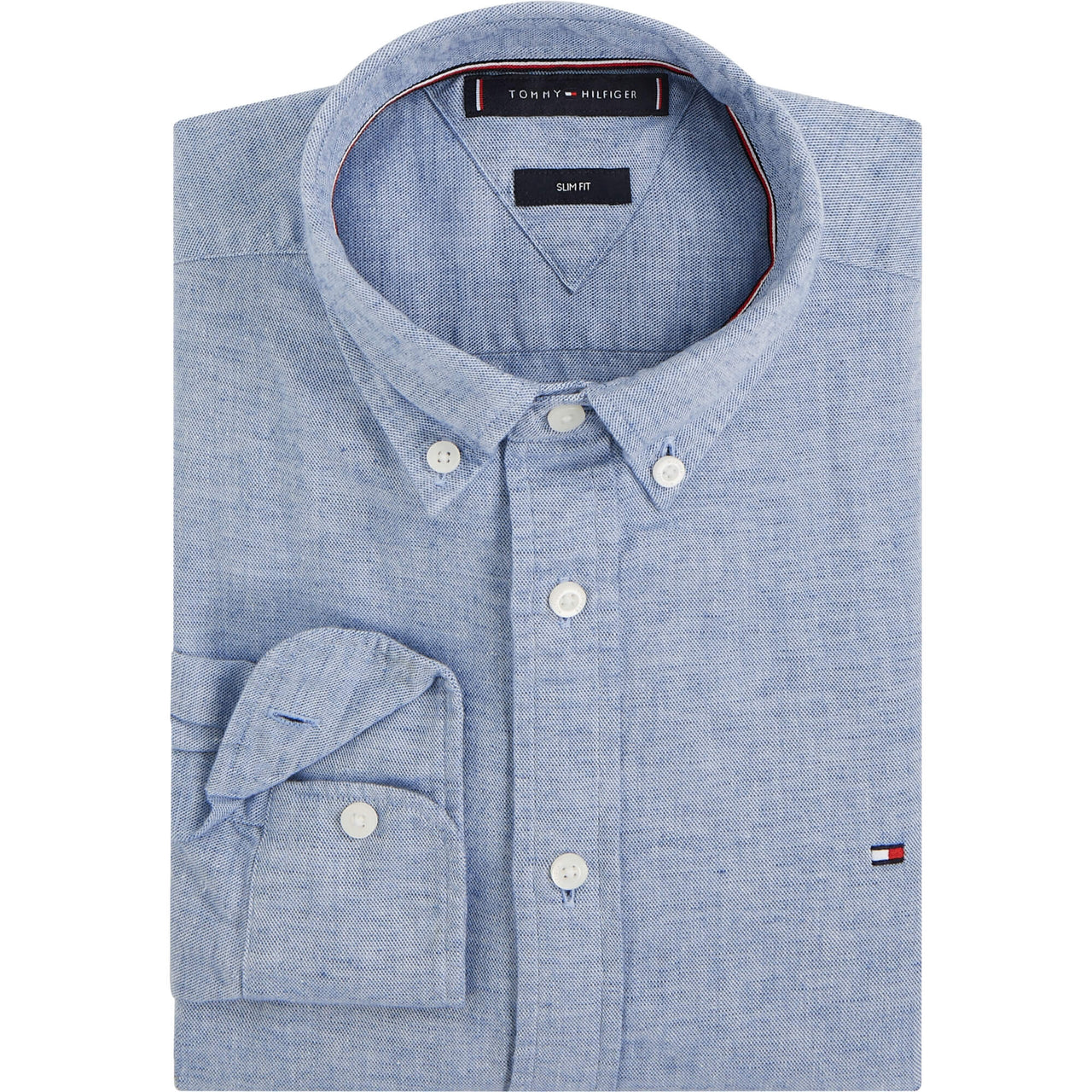 Mw0Mw375740Gy Camisas Tommy Hilfiger Hombre Brushed Linen Solid Sf Shirt