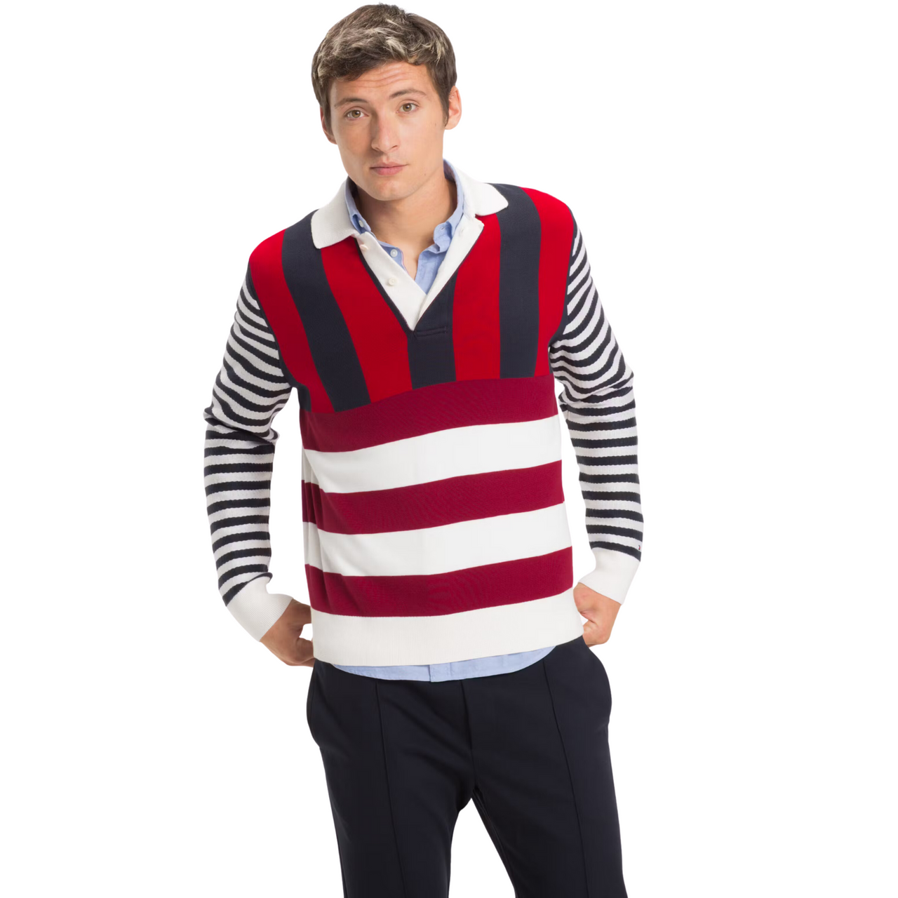 MW0MW07879 STRIPE KNITTED RELAX TOMMY