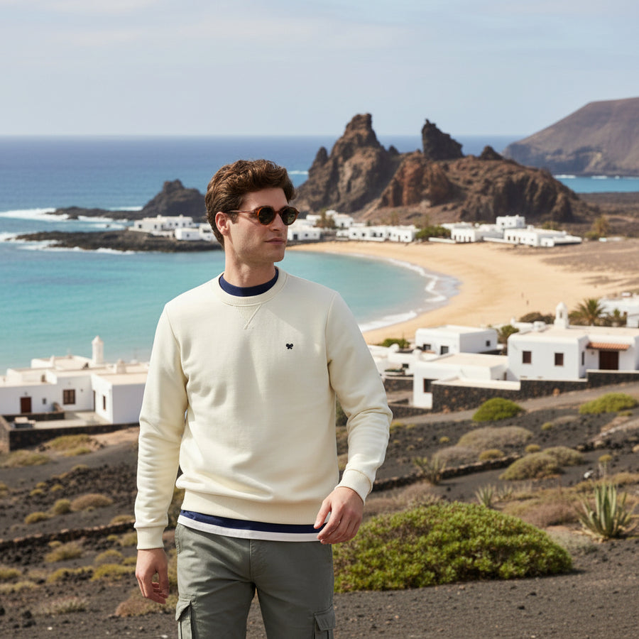 130109 Sudadera Silbon Hombre Minilogo Crema