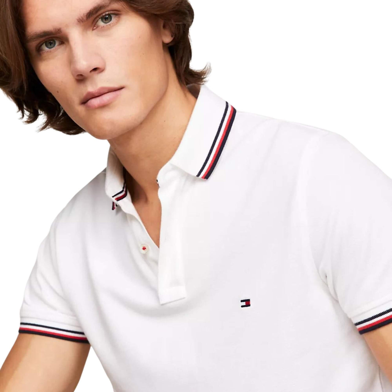 Mw0Mw13080Ybr Polos Tommy Hilfiger Hombre Core Tommy Tipped Slim Polo