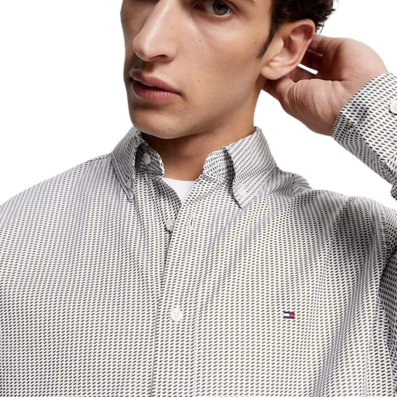 Mw0Mw328300H7 Camisas Tommy Hilfiger Hombre Natural Soft Flex Print Rf Shirt