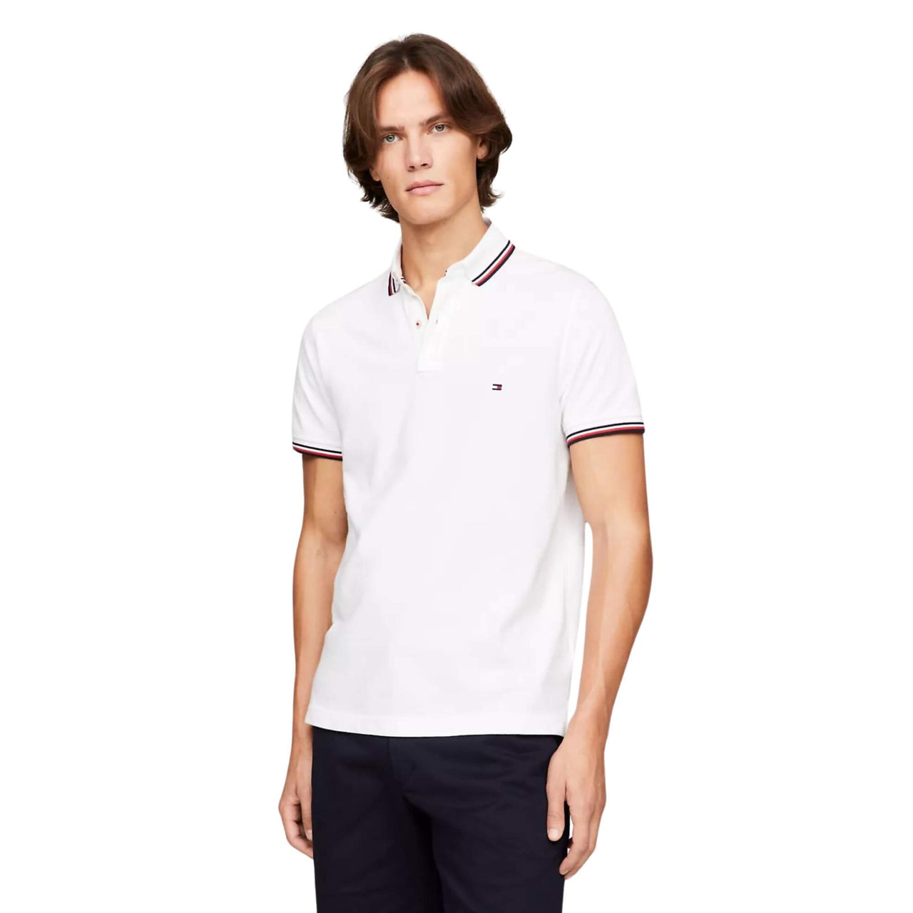 Mw0Mw13080Ybr Polos Tommy Hilfiger Hombre Core Tommy Tipped Slim Polo