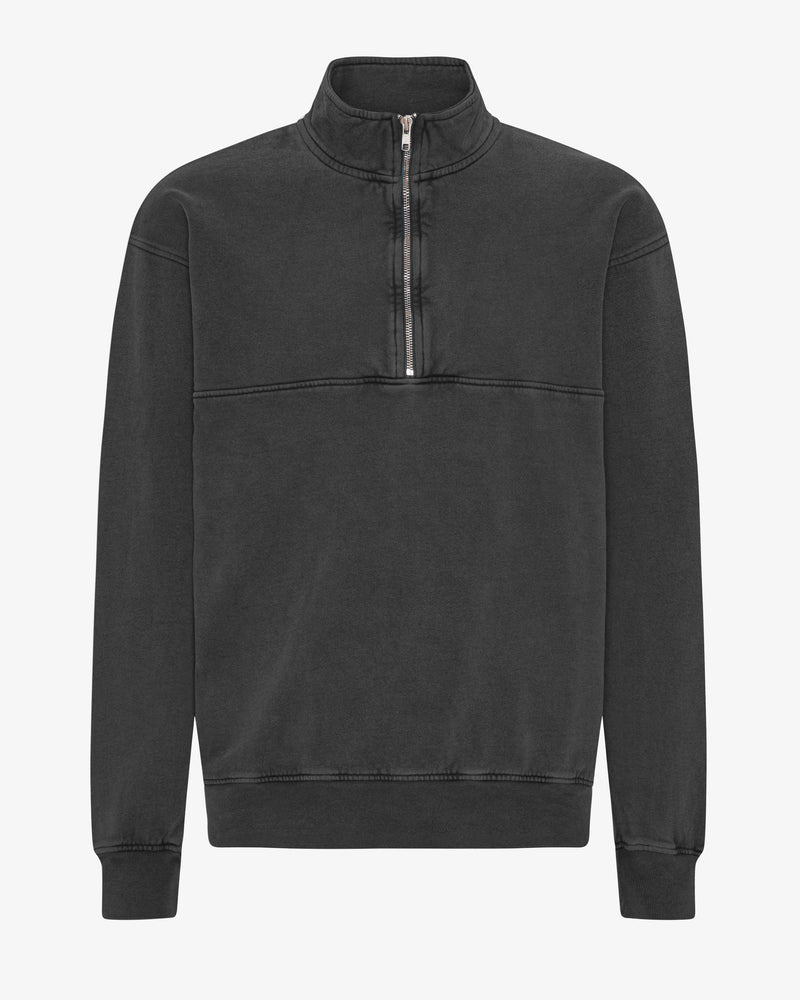 Jersey Quarter Zip Organico Negro Desgastado | Colorful Standard