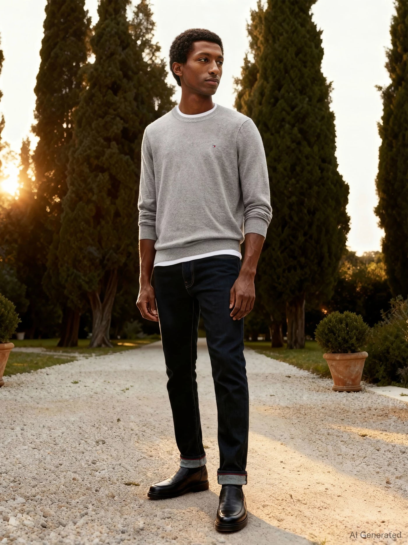 Tommy Hilfiger Jersey Core Essential Cotton Crew Neck · Gris Negro · imagen 5