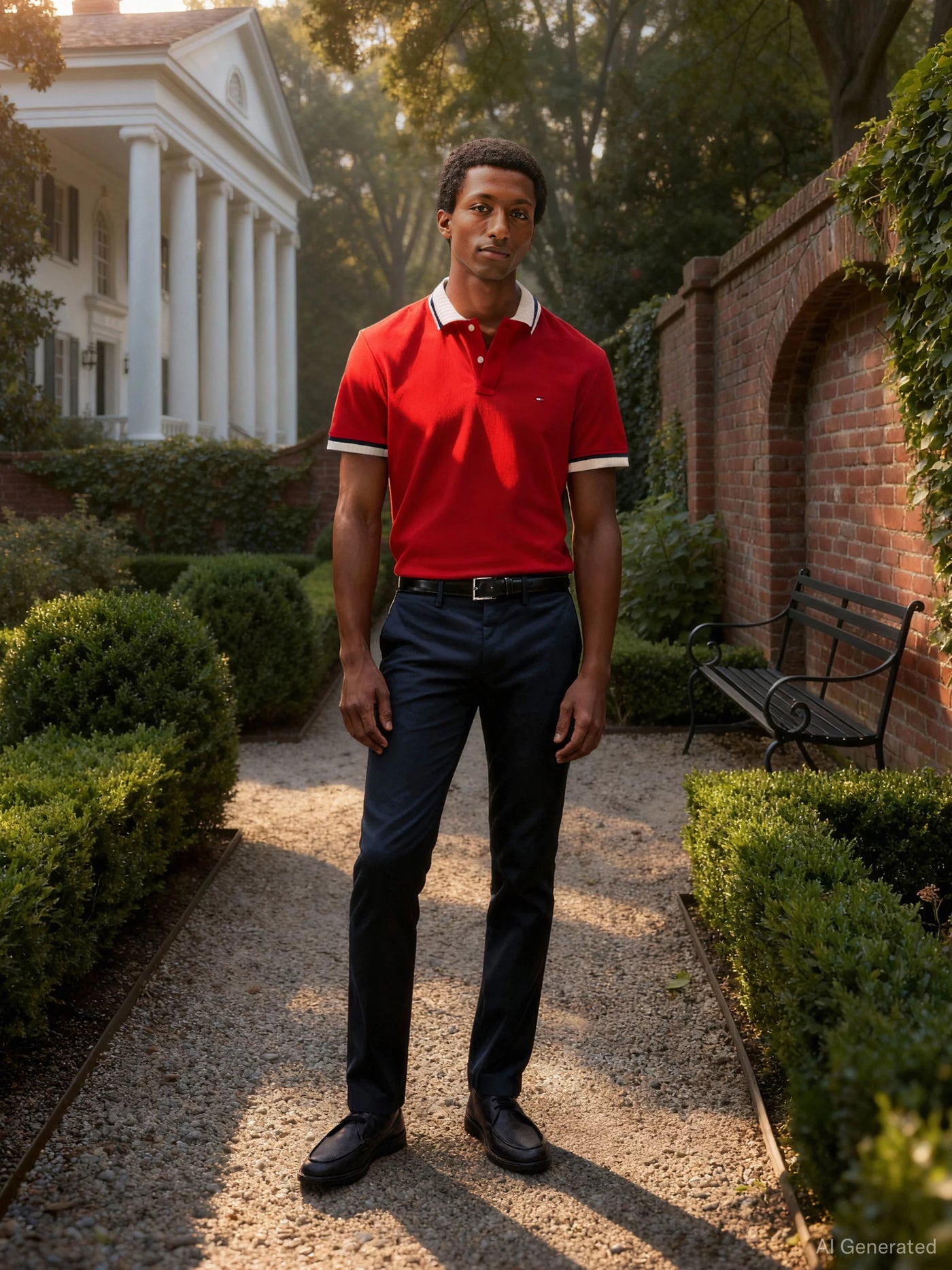 Tommy Hilfiger Pantalón Core Bleecker 1985 Pima Cotton · Negro Rojo · imagen 6