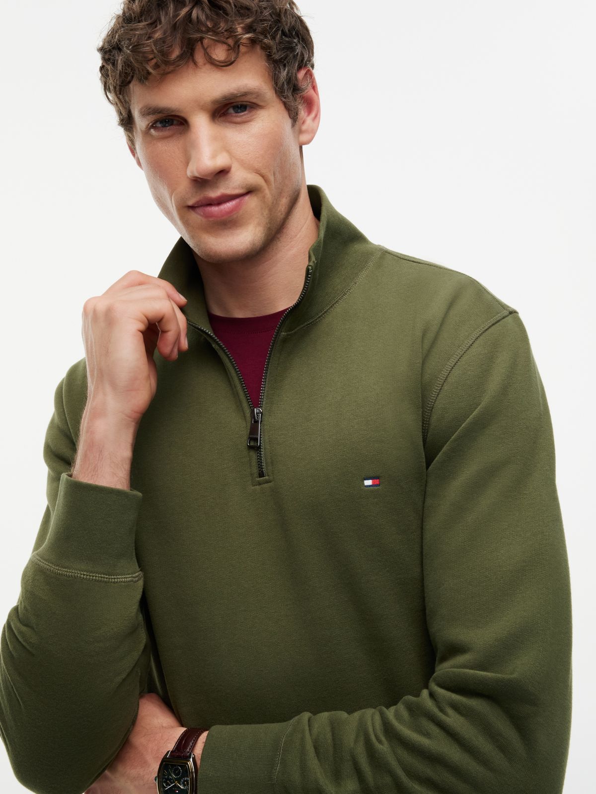 Sudadera Essential Fleece 1/4 Zip Verde Caza | Tommy Hilfiger · imagen 3