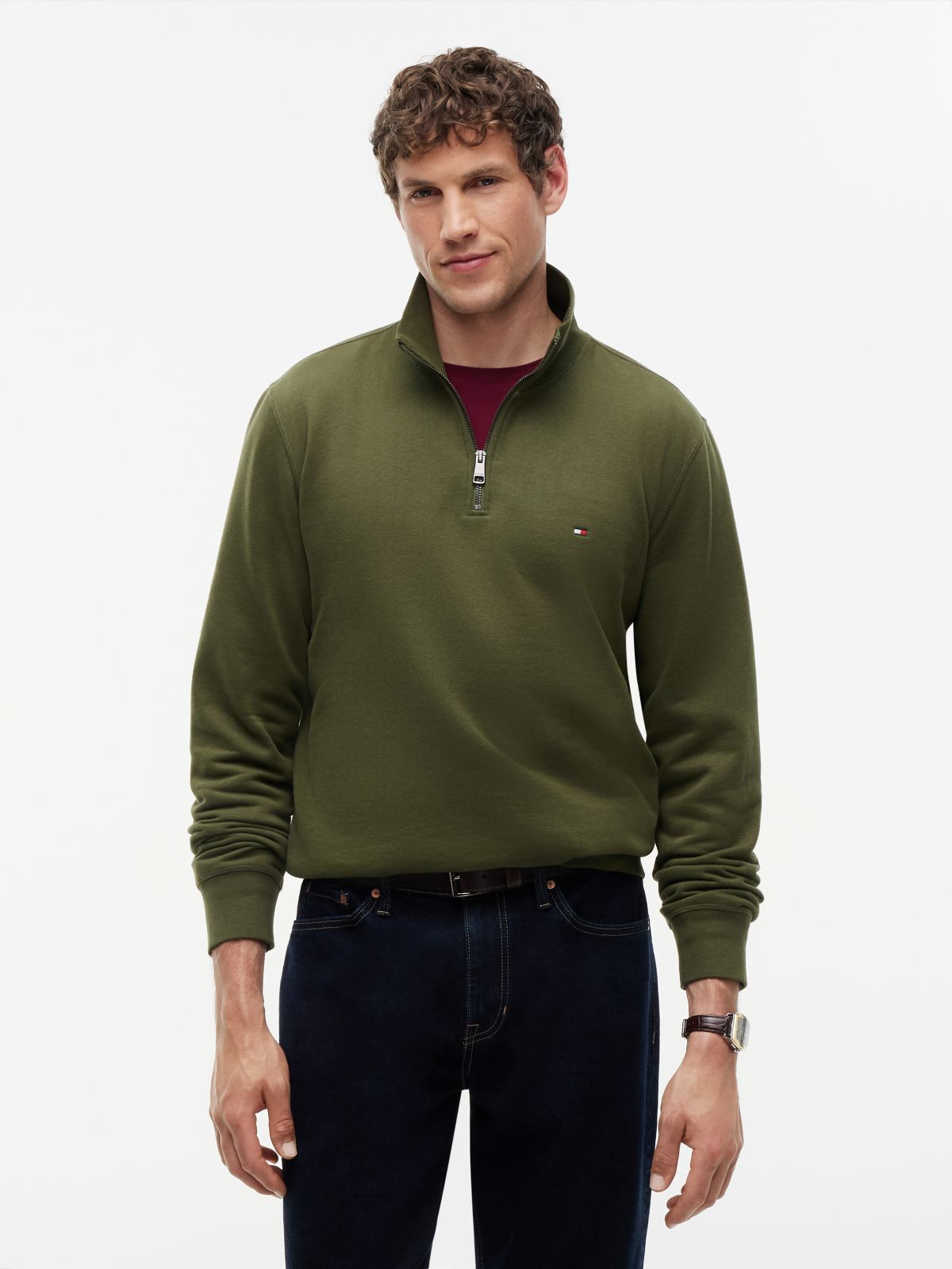 Sudadera Essential Fleece 1/4 Zip Verde Caza | Tommy Hilfiger · imagen 1