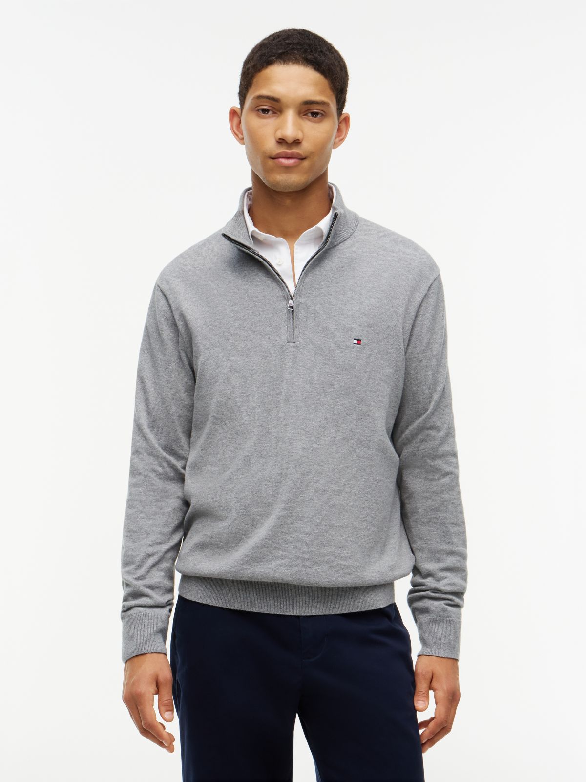 Jersey Essential Cotton Zip Mock Gris Medio | Tommy Hilfiger · imagen 1