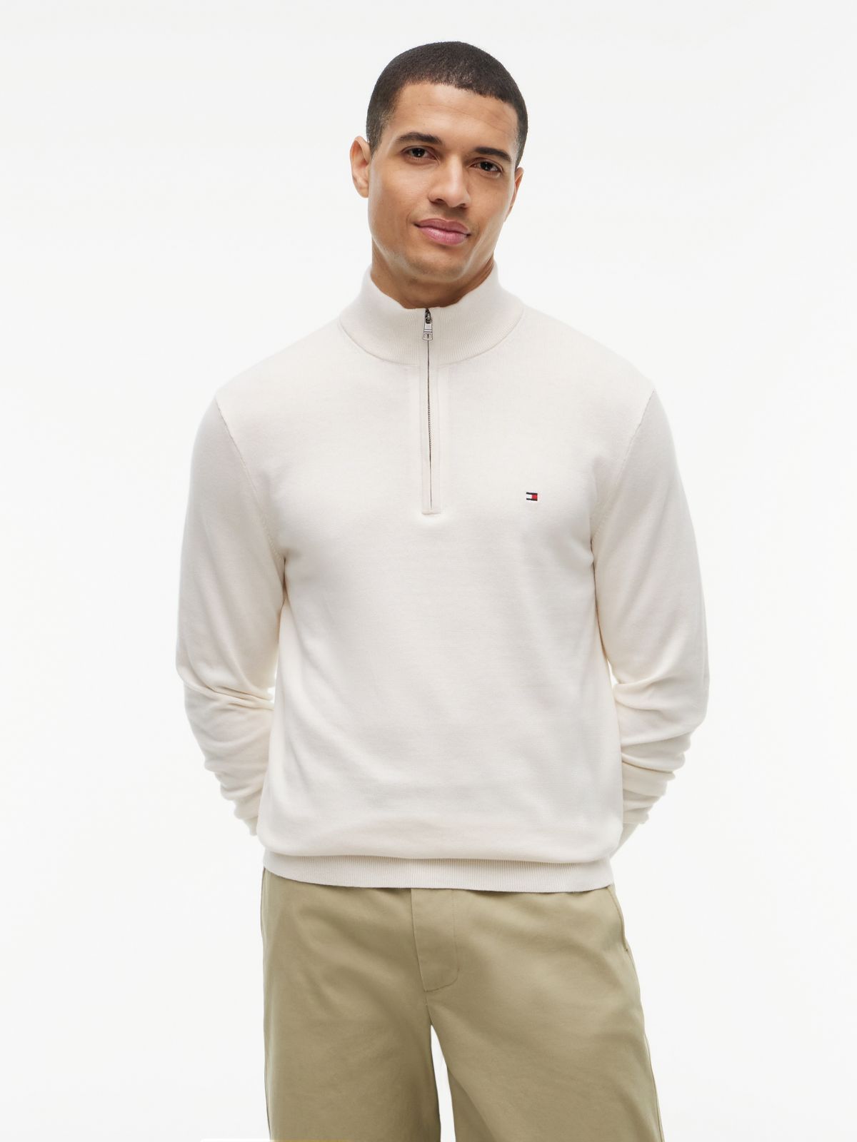 Jersey Essential Cotton Zip Mock Marfil | Tommy Hilfiger · imagen 1