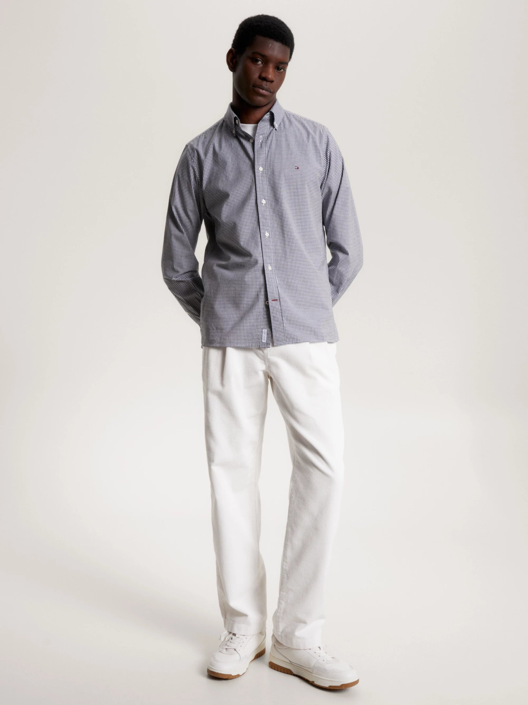 Camisas Tommy Hilfiger Hombre Nat. Soft Flex Gingham Rf Shirt · Gris · imagen 2