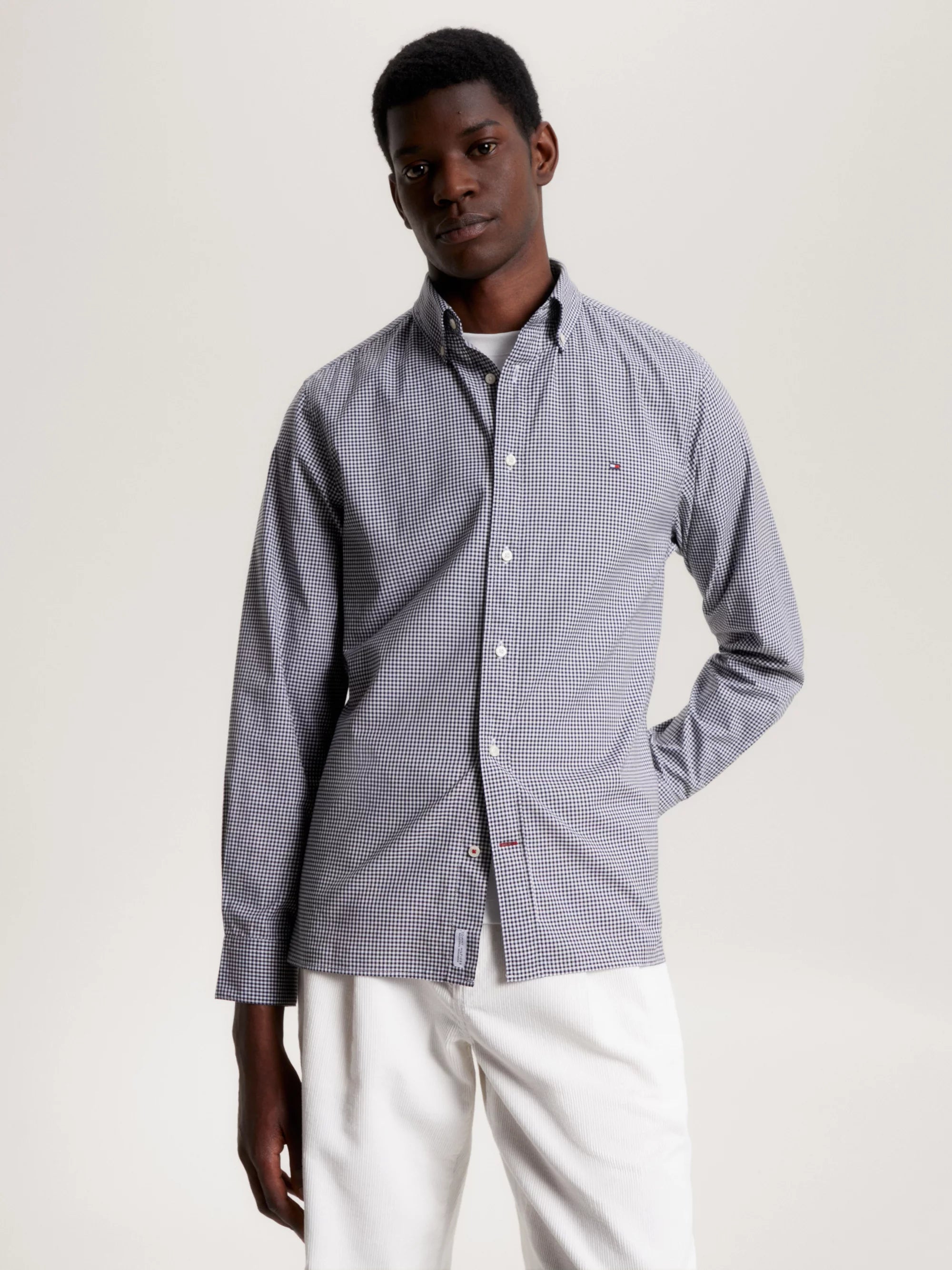 Camisas Tommy Hilfiger Hombre Nat. Soft Flex Gingham Rf Shirt · Gris · imagen 1