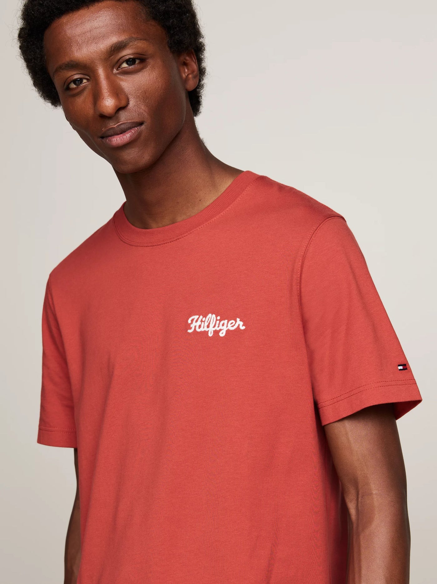 Camisetas Tommy Hilfiger Hombre Hilfiger Chain- Stitch Tee · Rojo Azul marino · imagen 3