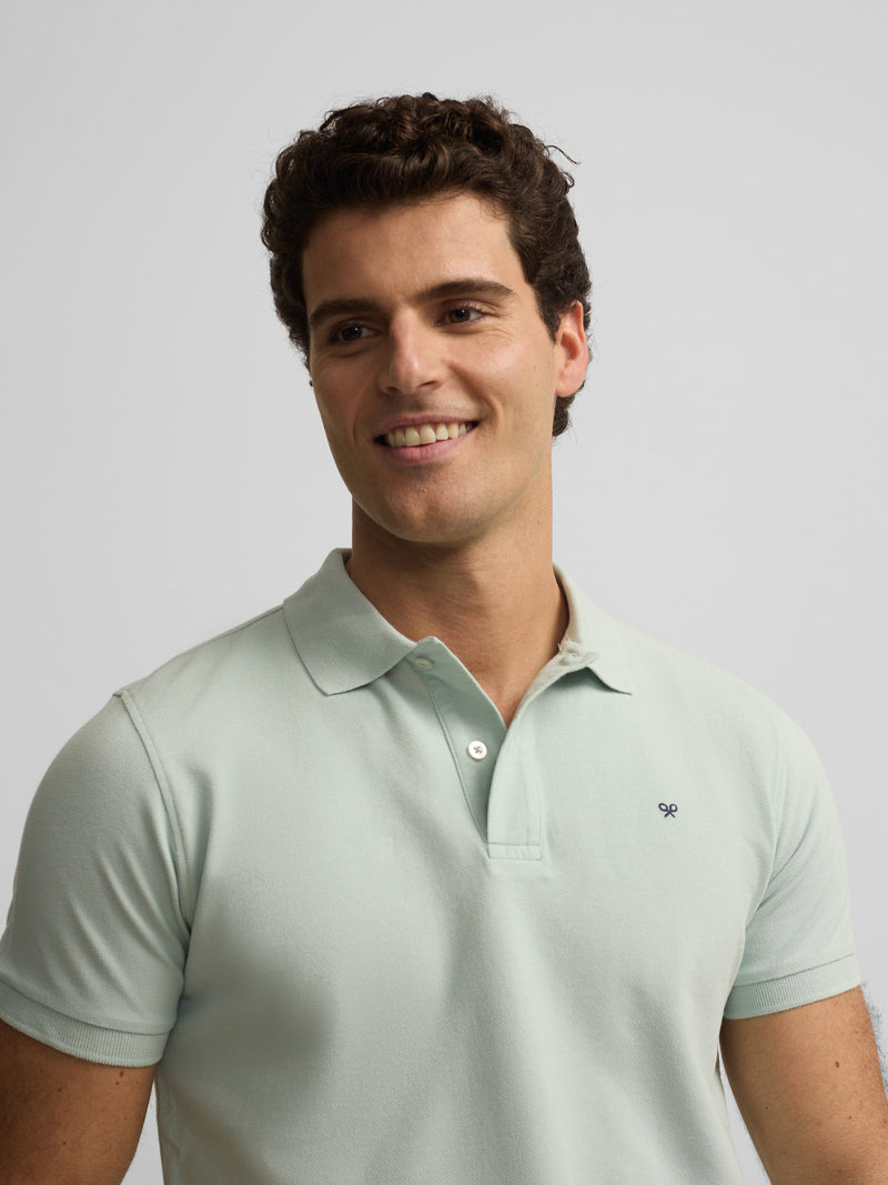 Polo Silbon Hombre Clásico Liso Azul Claro