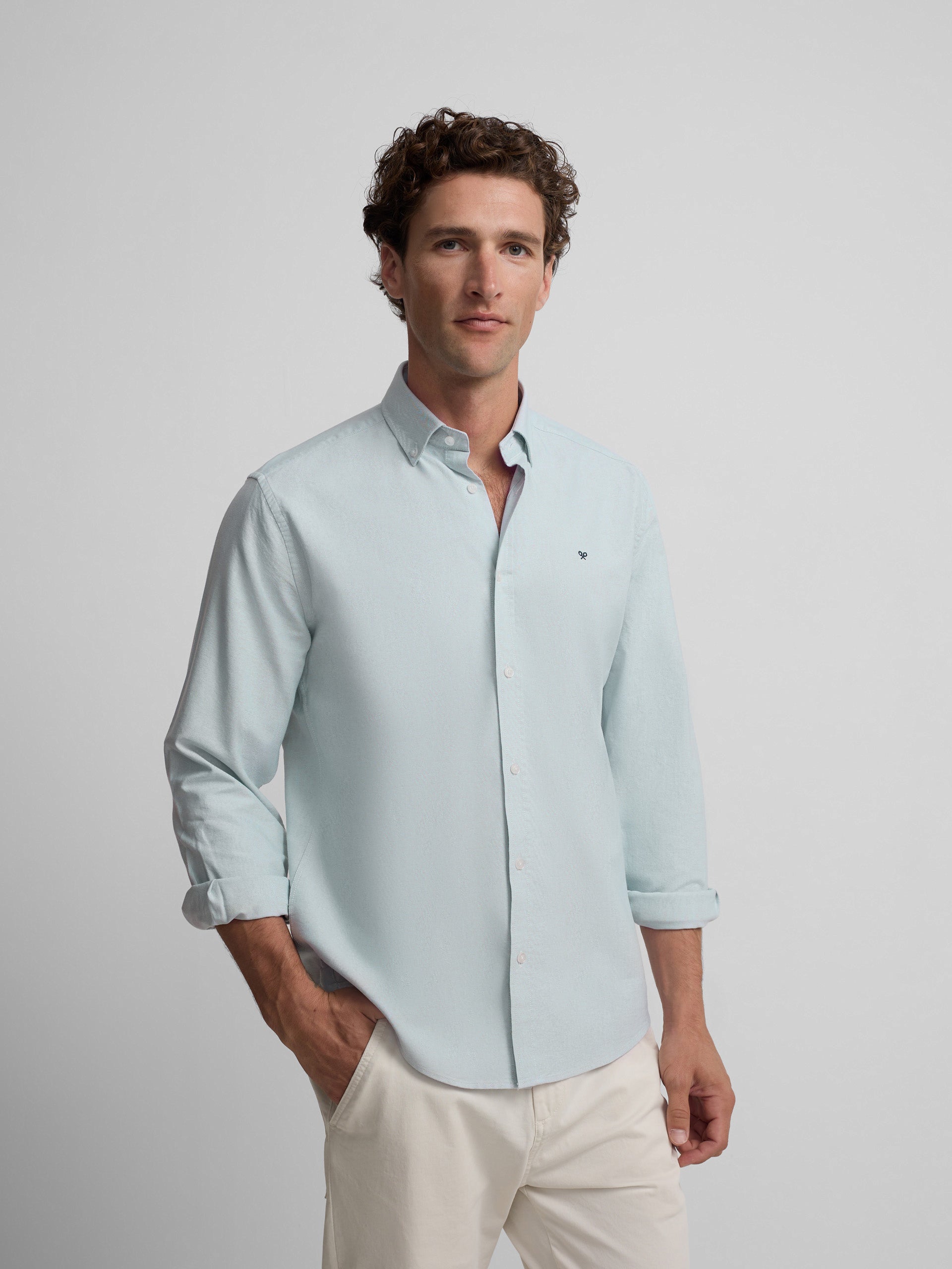 Camisa Silbon Hombre Sport Oxford Verde Claro · imagen 1