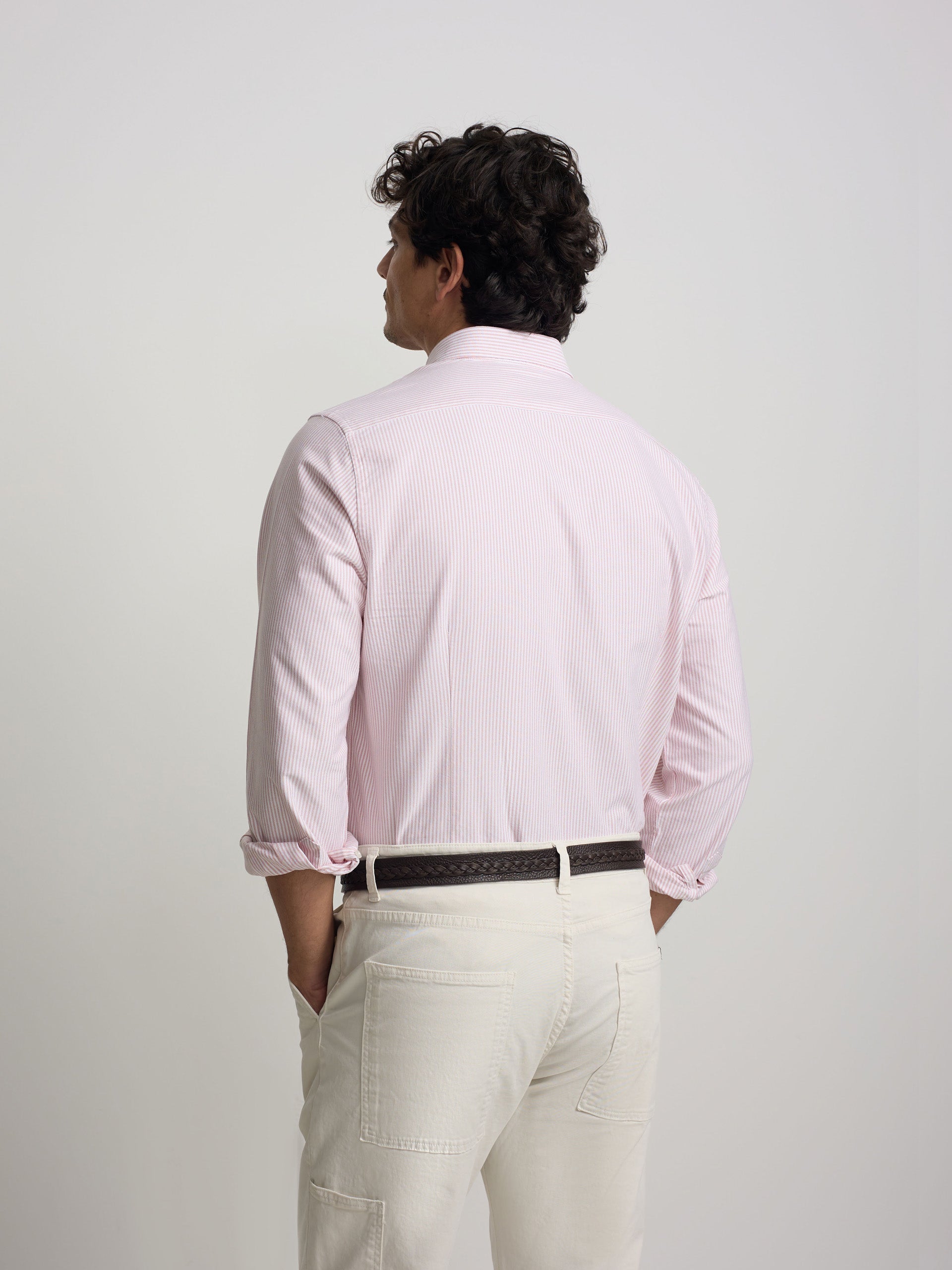 Camisa Silbon Hombre Sport Oxford Rayas Coral · imagen 4
