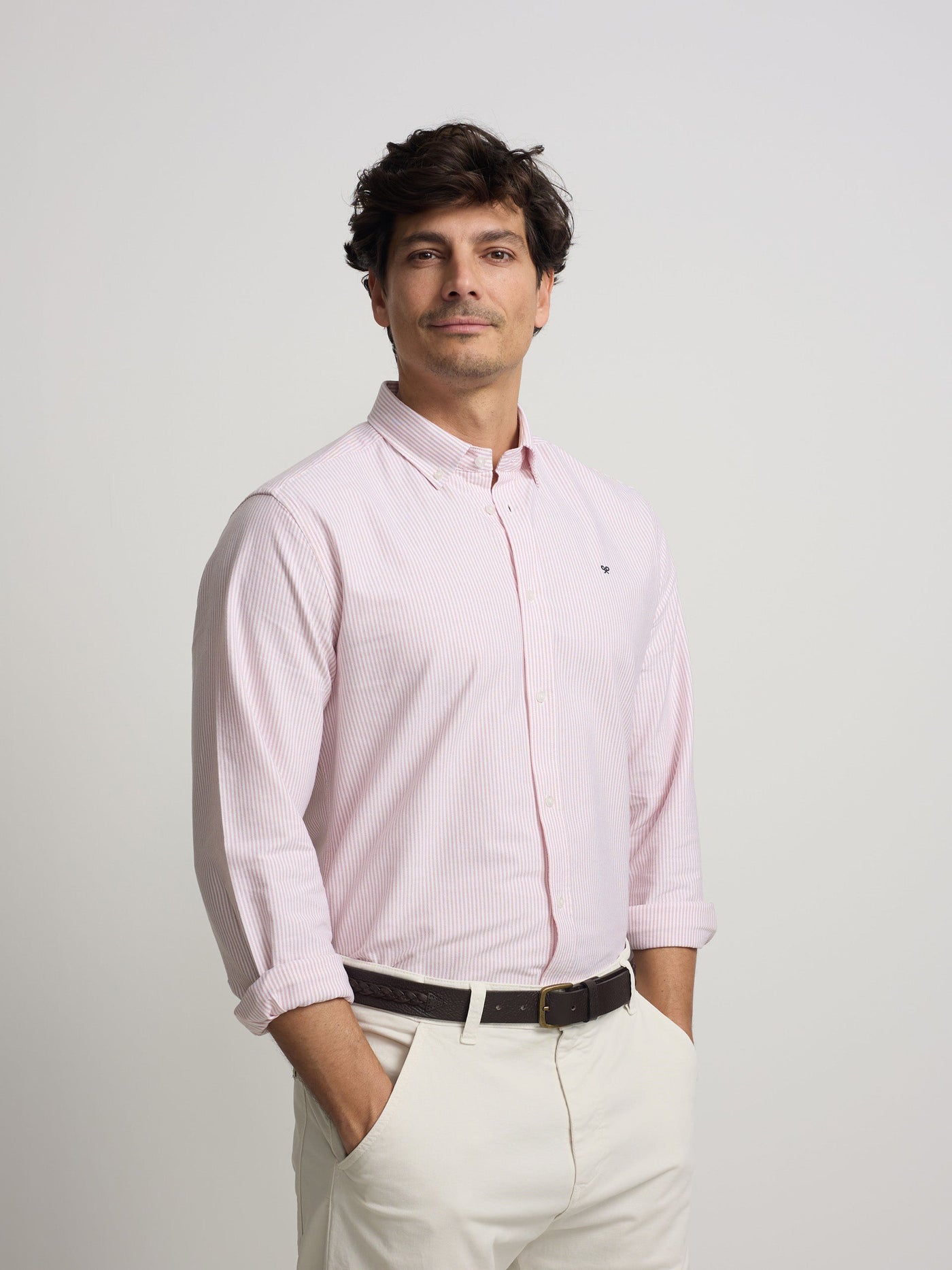 Camisa Silbon Hombre Sport Oxford Rayas Coral · imagen 3