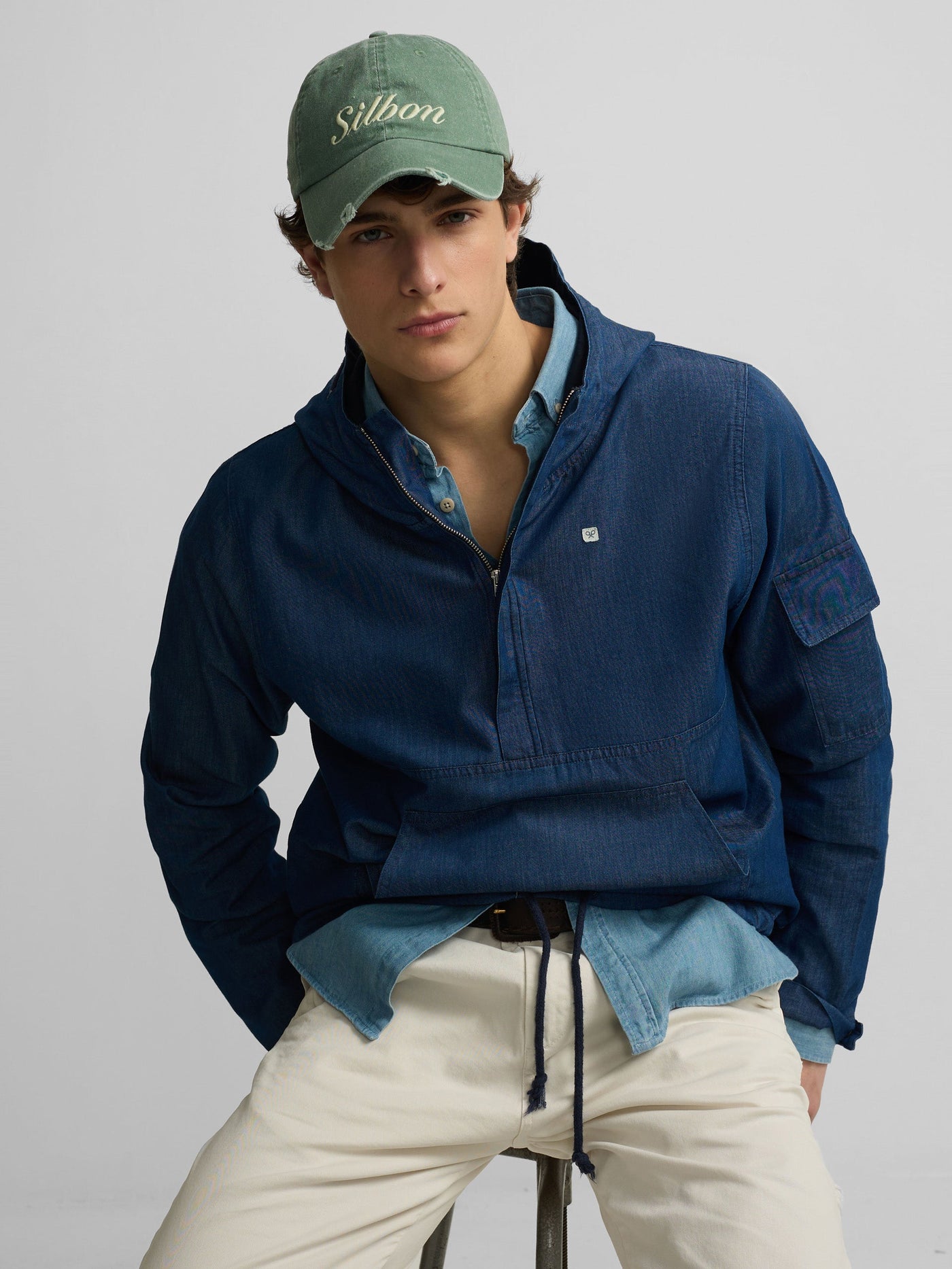 Cortavientos Silbon Hombre Denim Capucha Azul · imagen 5
