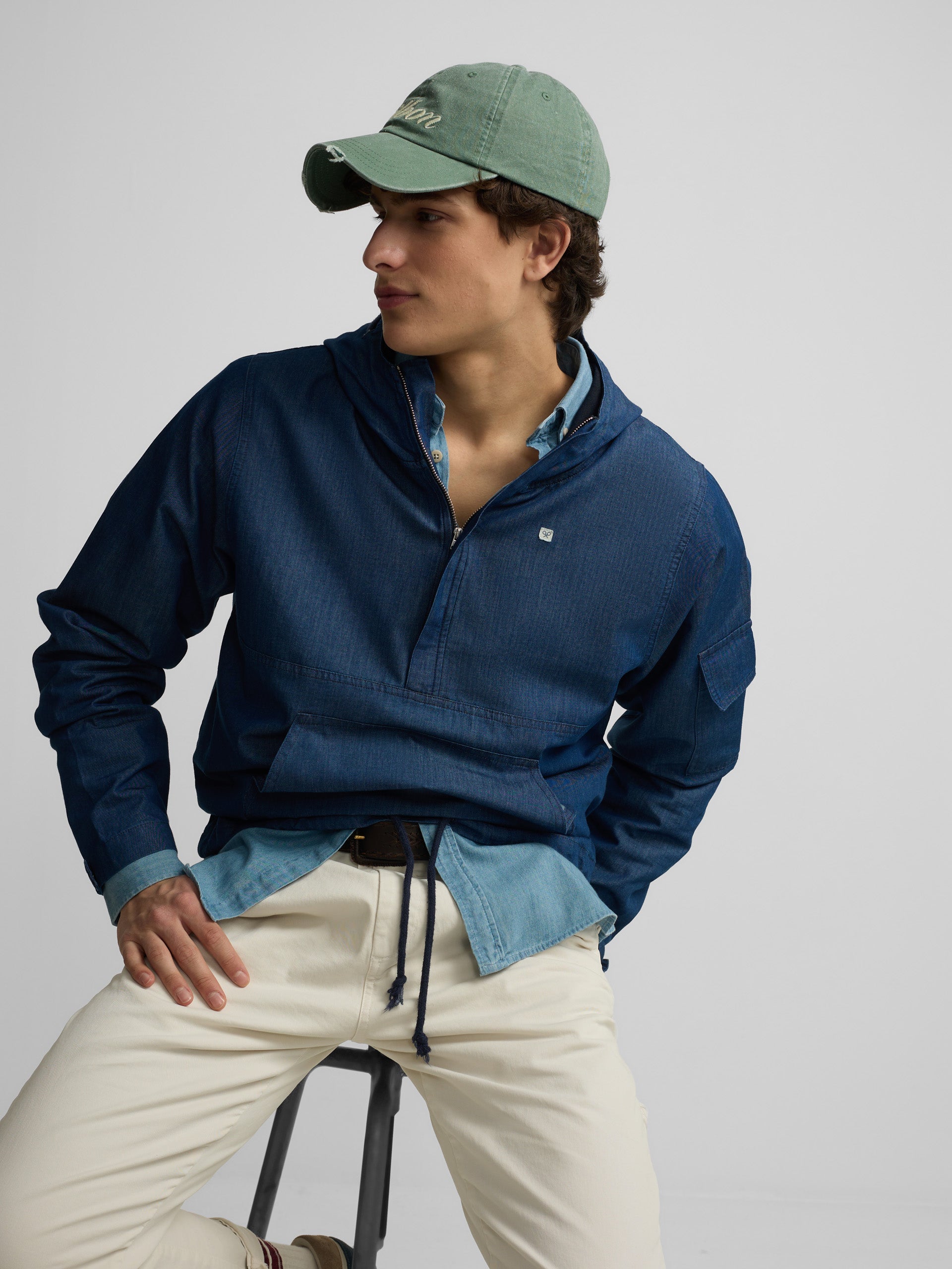 Cortavientos Silbon Hombre Denim Capucha Azul · imagen 6