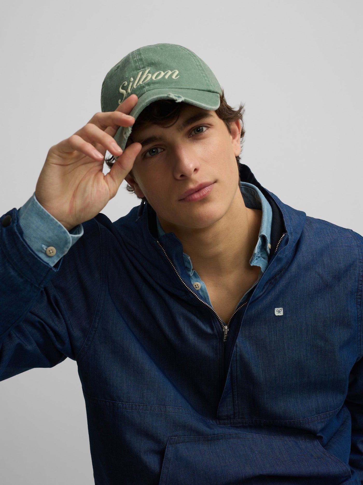 Cortavientos Silbon Hombre Denim Capucha Azul · imagen 7