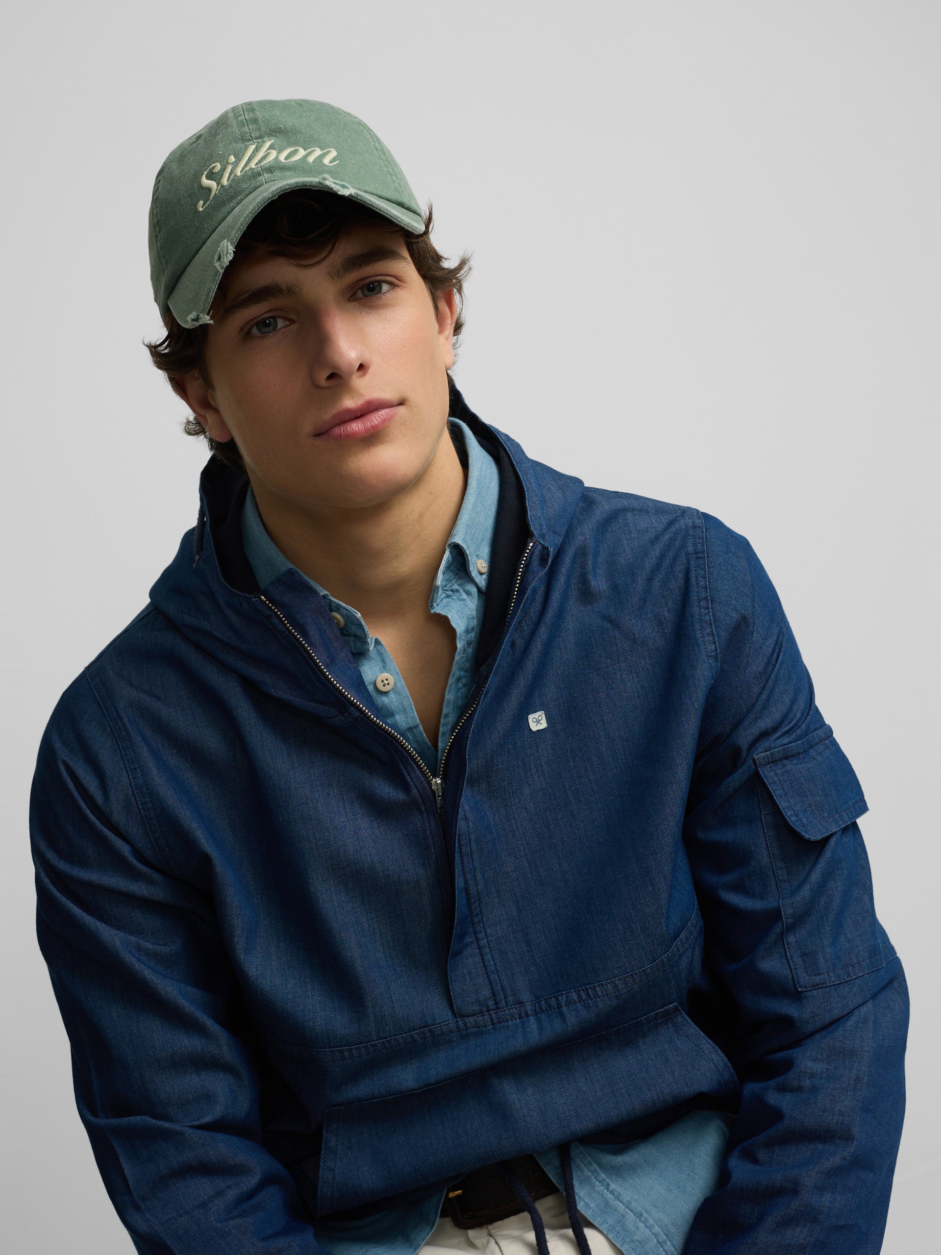 Cortavientos Silbon Hombre Denim Capucha Azul · imagen 3