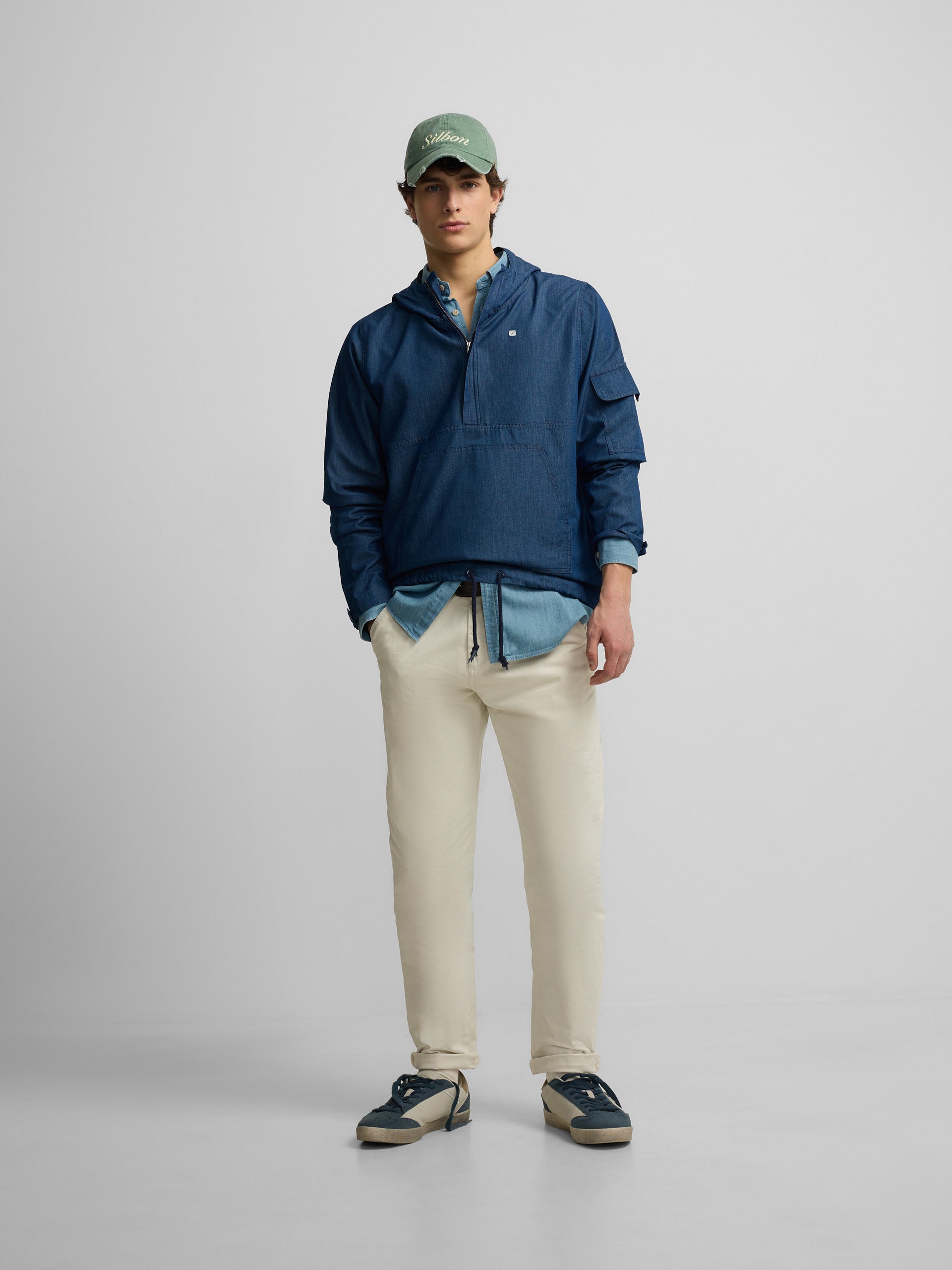 Cortavientos Silbon Hombre Denim Capucha Azul · imagen 8