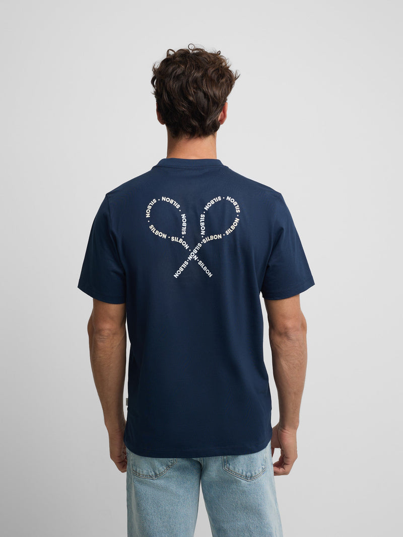 Camiseta Silbon Hombre Raquetas Lettering Azul