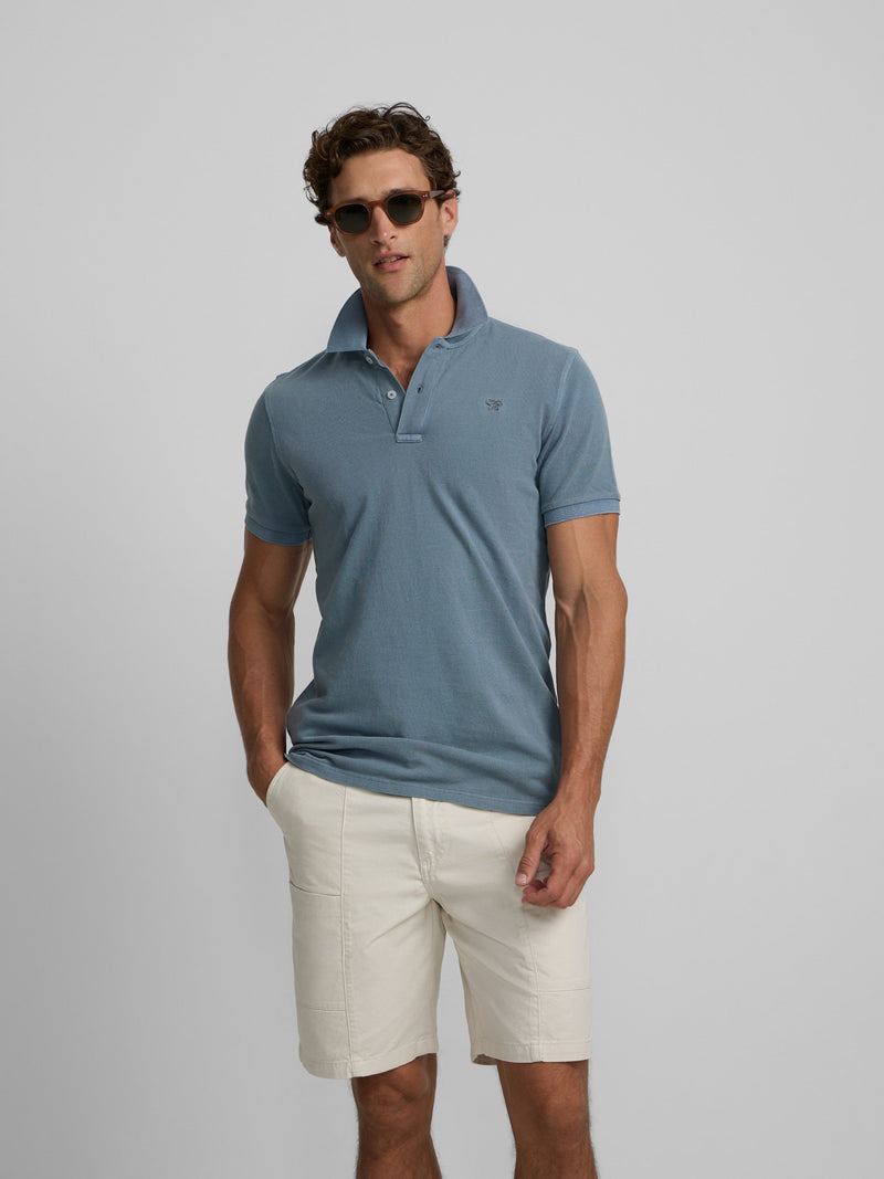 Polo Silbon Hombre Garment Dye Azul
