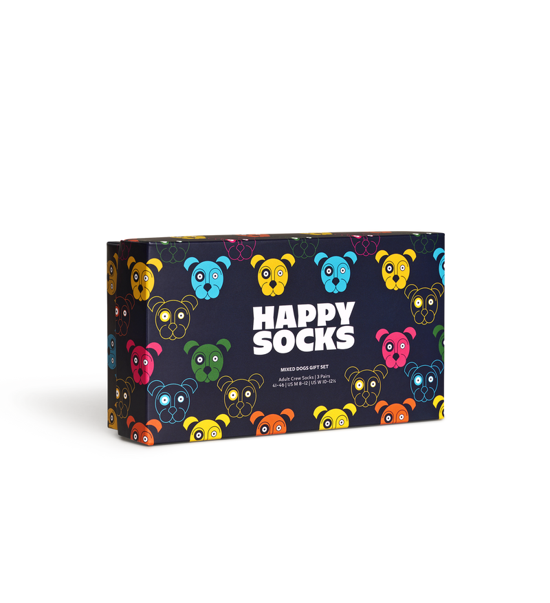 Xdog08-0150 Calcetines Happy Socks Hombre 3-Pack Mixed Dog Socks Gift Set