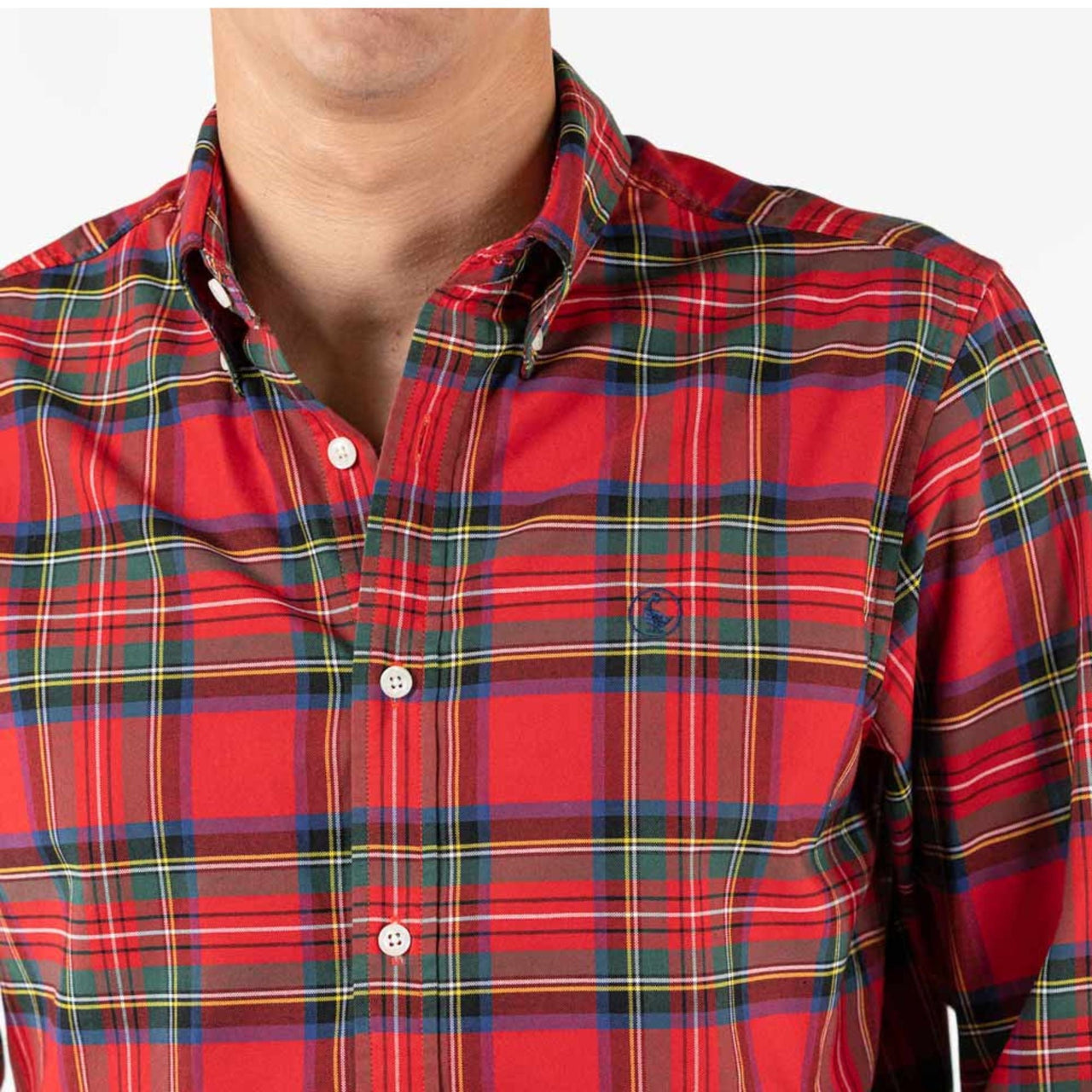 1050W220056 Camisas El Ganso Hombre Camisa Cuadros Tartan Rojo Perfil Amarillo