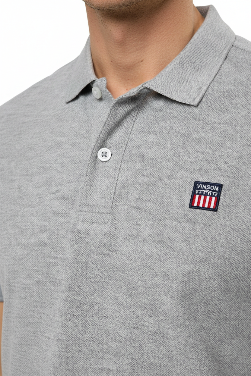 104140Grey Melange Polos Vinson Hombre Vin Polo Mike Men