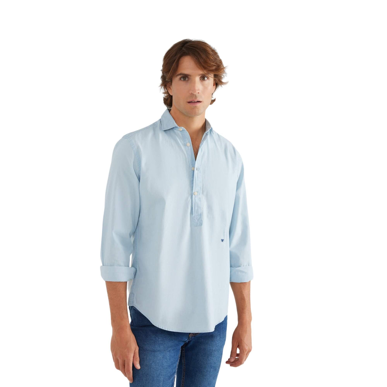 123623 Camisas Silbon Hombre Polera Sport Denim Azul Claro