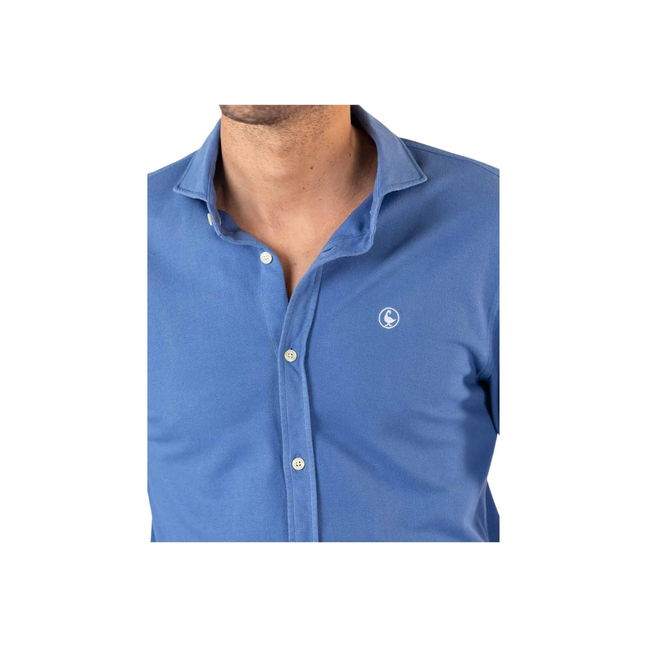1050S220082 Camisa el ganso camisa pique garment dye Celeste - Medina Menswear®