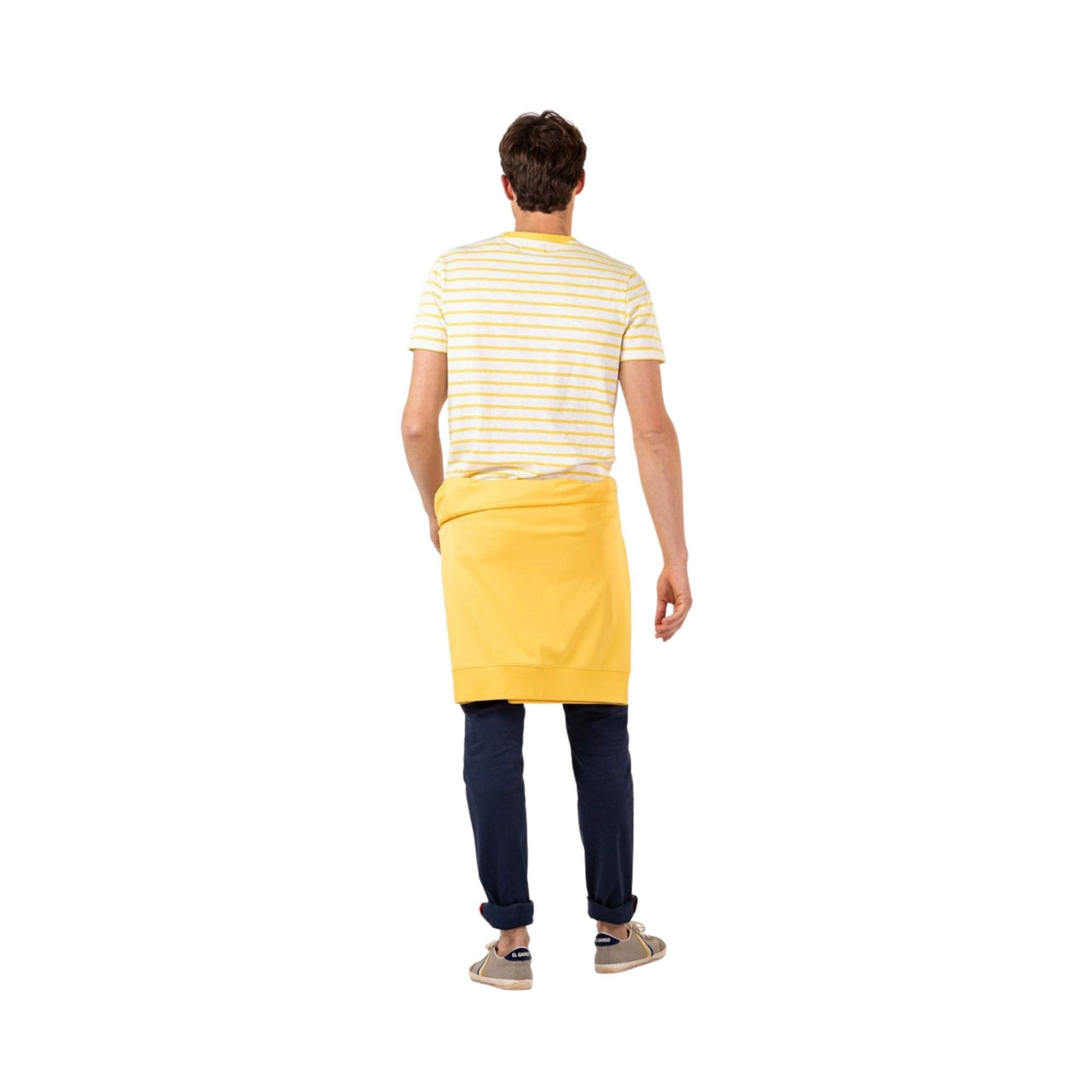 1100S220015 Camiseta el ganso camiseta raya amarilla fondo blanco - Medina Menswear®