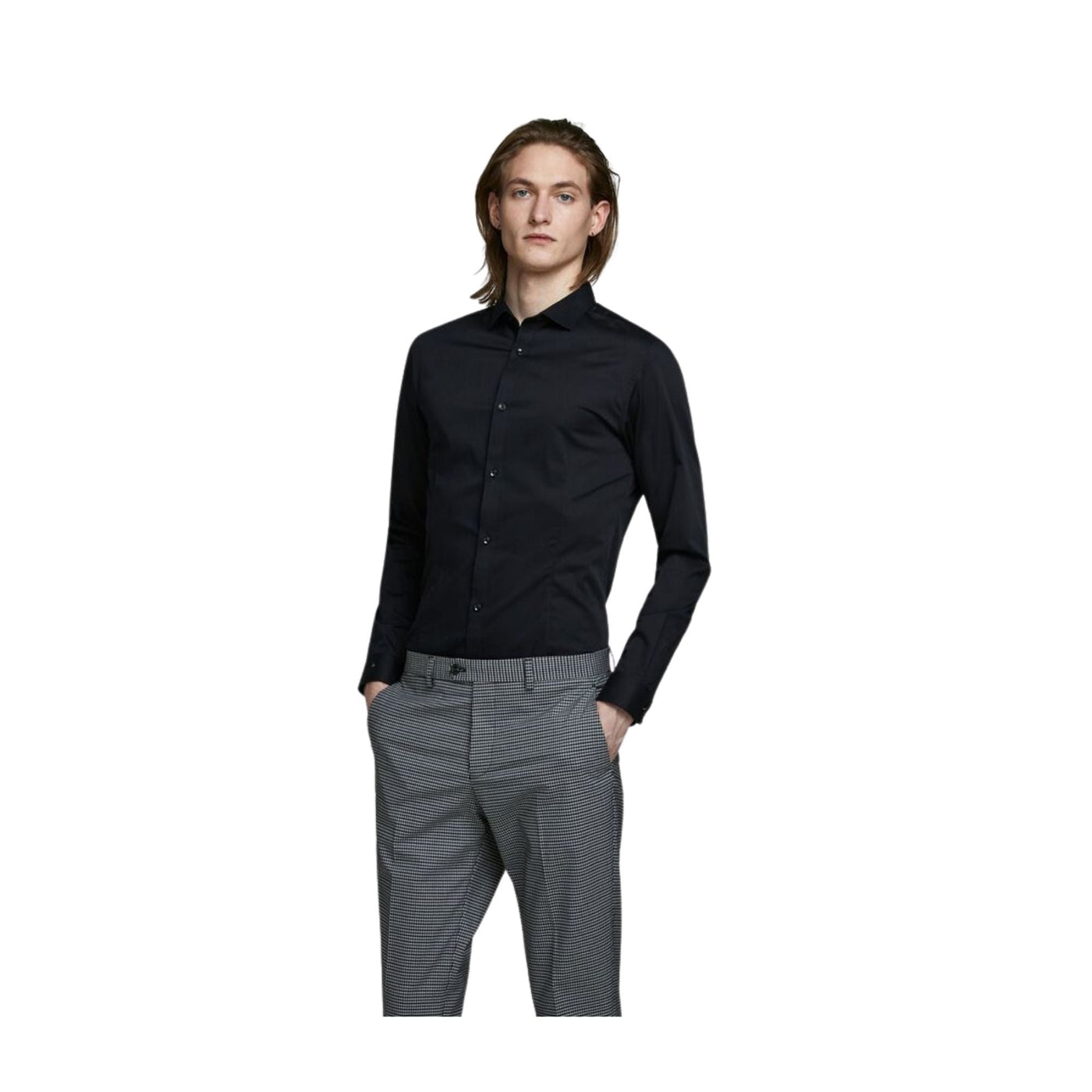 Camisas Jack And Jones Hombre Jjprparma Shirt L/S Noos · Negro Gris · imagen 3
