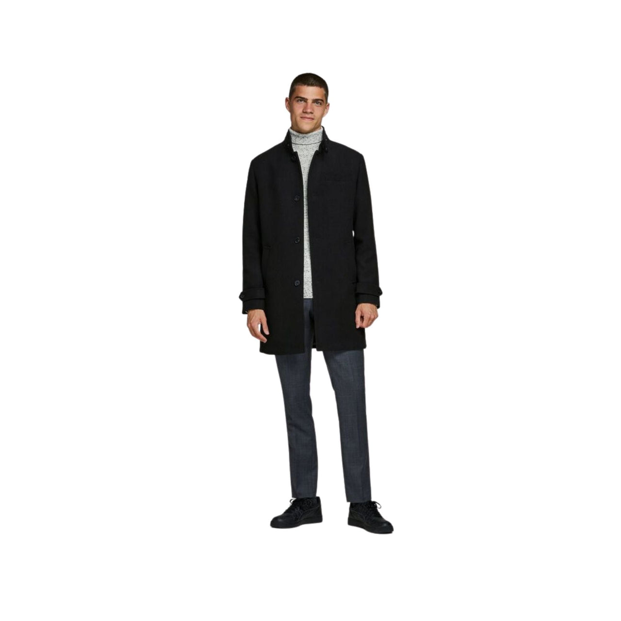 12177644BLACK Abrigo jack jones jprblamelton wool coat sn - Medina Menswear®