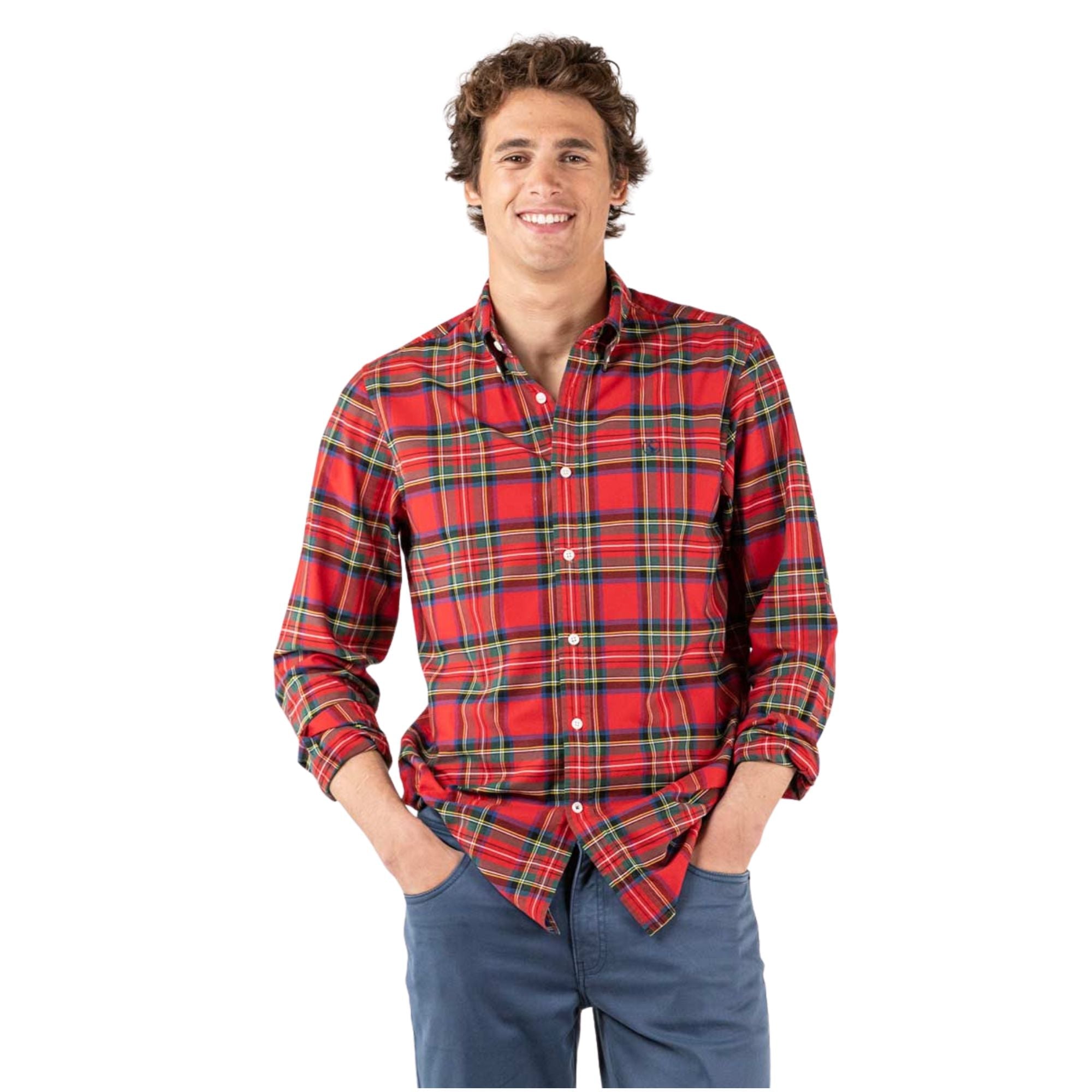 Camisas El Ganso Hombre Camisa Cuadros Tartan Rojo Perfil Amarillo · imagen 1