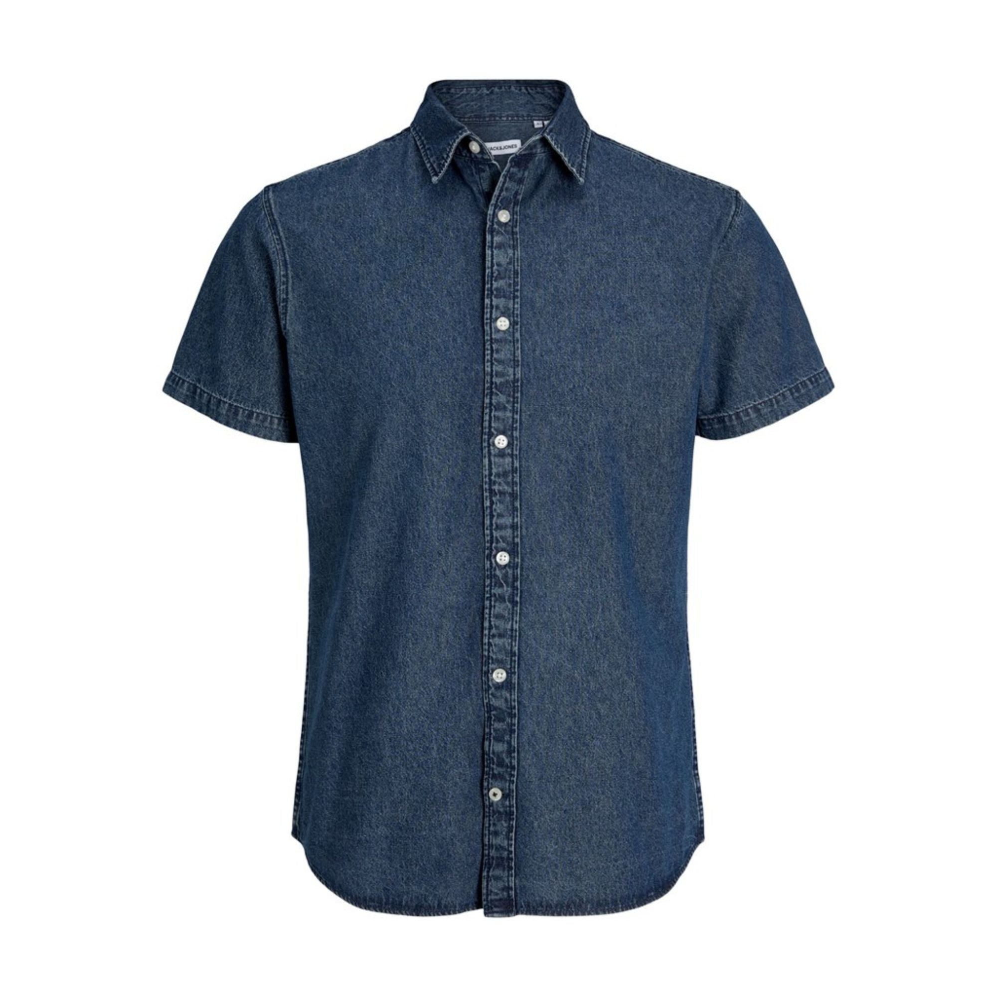Camisas Jack And Jones Hombre Jjplain Kansas Denim Shirt Ss · Azul marino Negro ref. camisas · imagen 1
