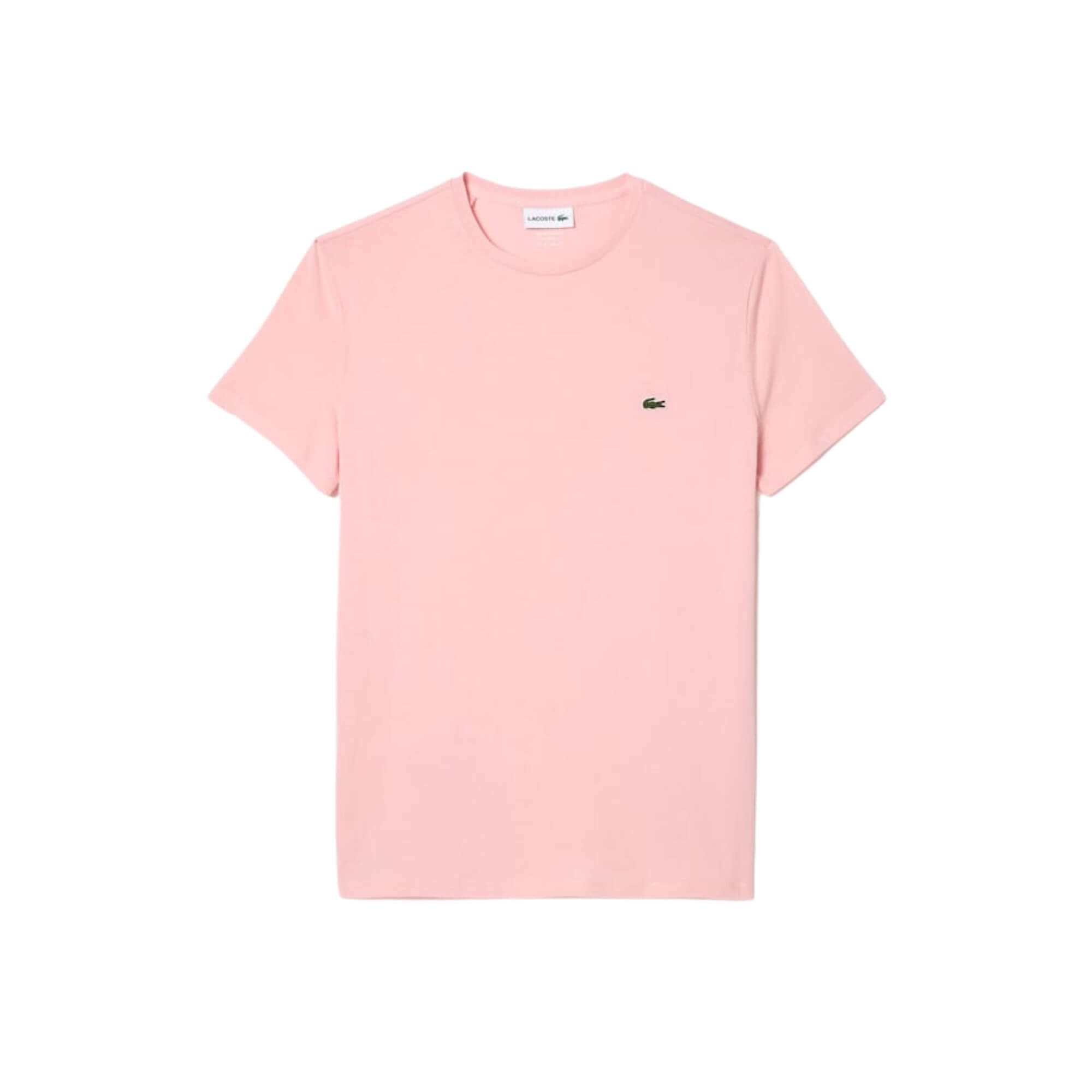 Camisetas Lacoste Hombre Th2038 - Short Sleeved Crew Neck Tee-Shirt · Rosa Blanco · imagen 5