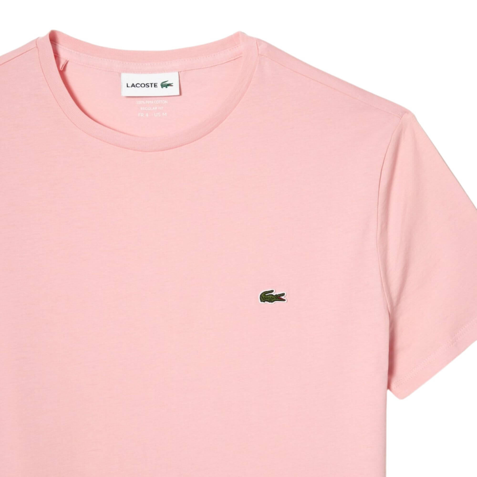 Camisetas Lacoste Hombre Th2038 - Short Sleeved Crew Neck Tee-Shirt · Rosa Blanco · imagen 4