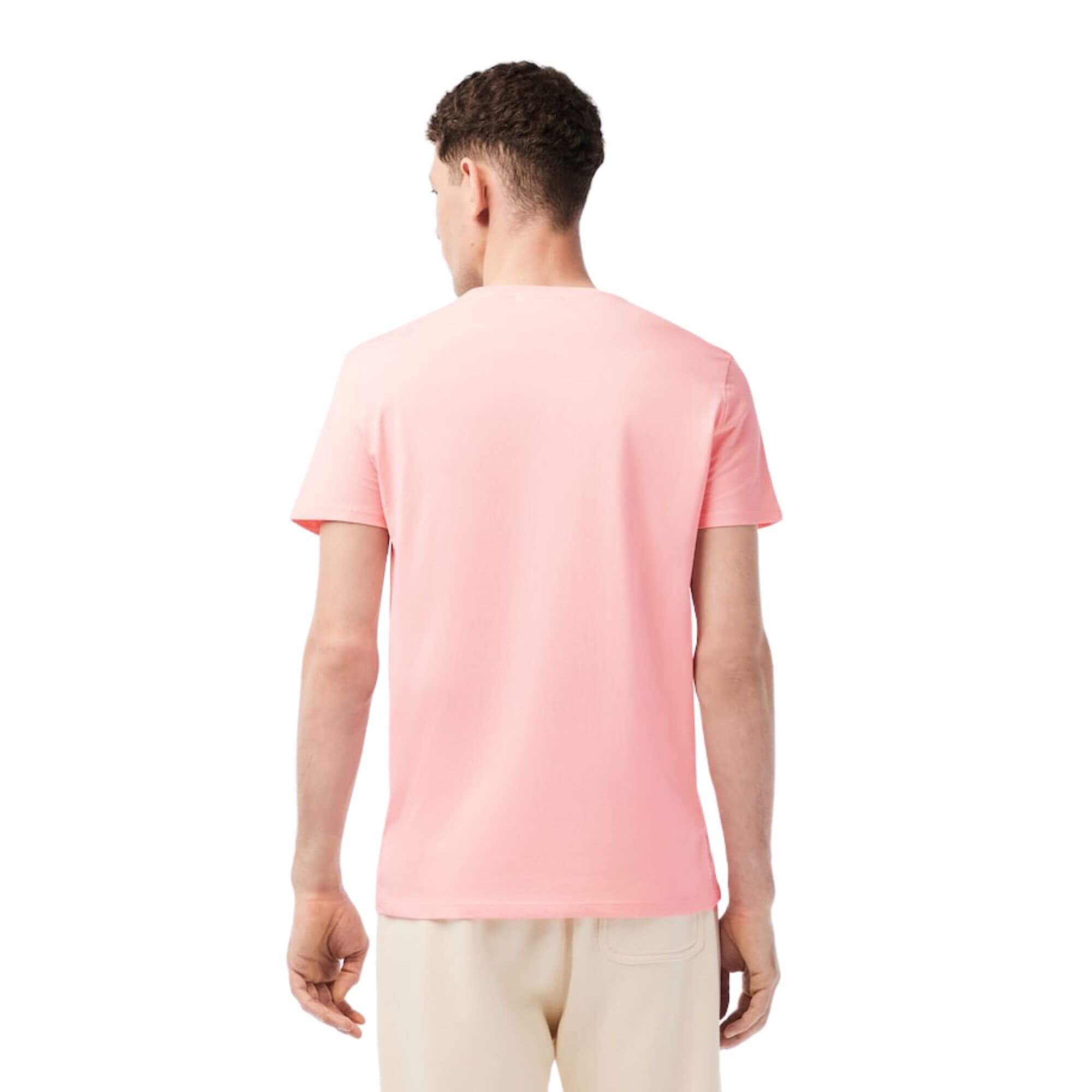 Camisetas Lacoste Hombre Th2038 - Short Sleeved Crew Neck Tee-Shirt · Rosa Blanco · imagen 3