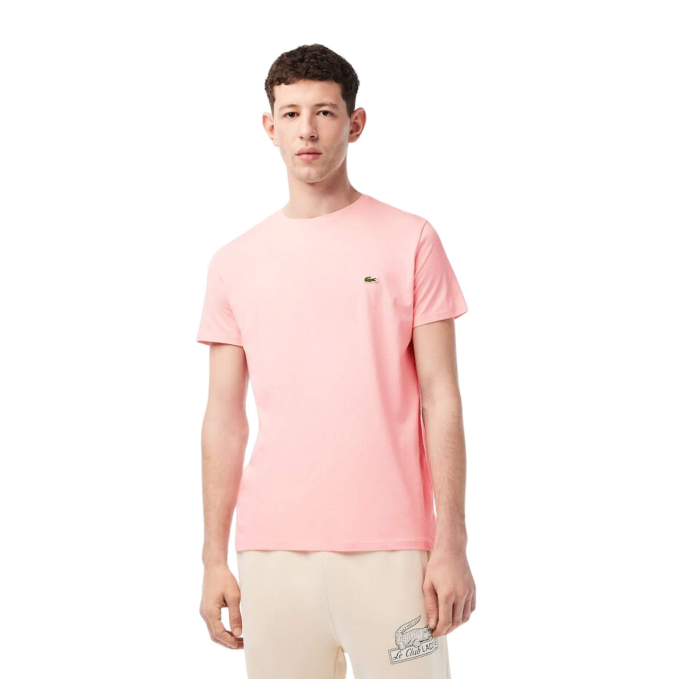 Camisetas Lacoste Hombre Th2038 - Short Sleeved Crew Neck Tee-Shirt · Rosa Blanco · imagen 1