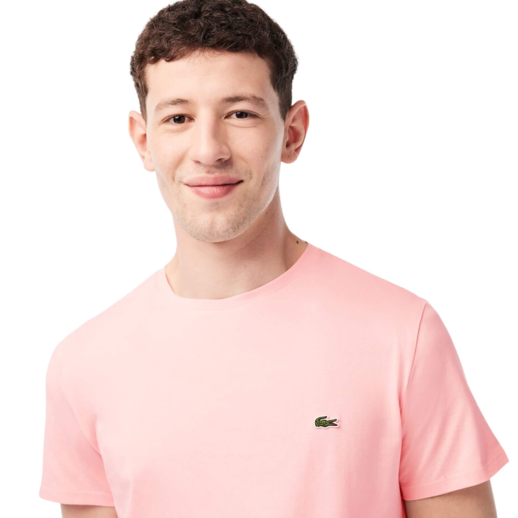 Camisetas Lacoste Hombre Th2038 - Short Sleeved Crew Neck Tee-Shirt · Rosa Blanco · imagen 2