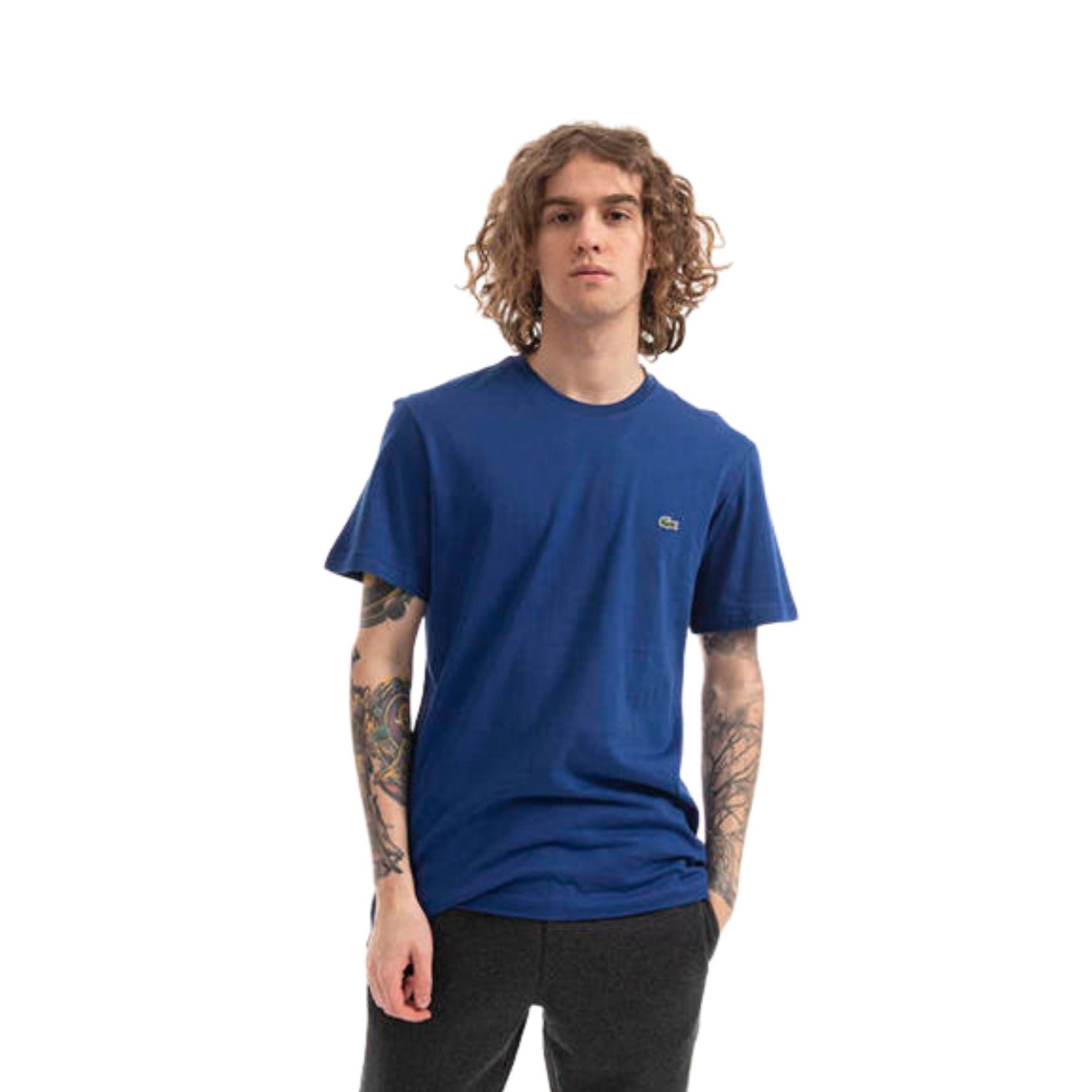 Camisetas Lacoste Hombre Th2038 - Short Sleeved Crew Neck Tee-Shirt · Azul marino Negro · imagen 1